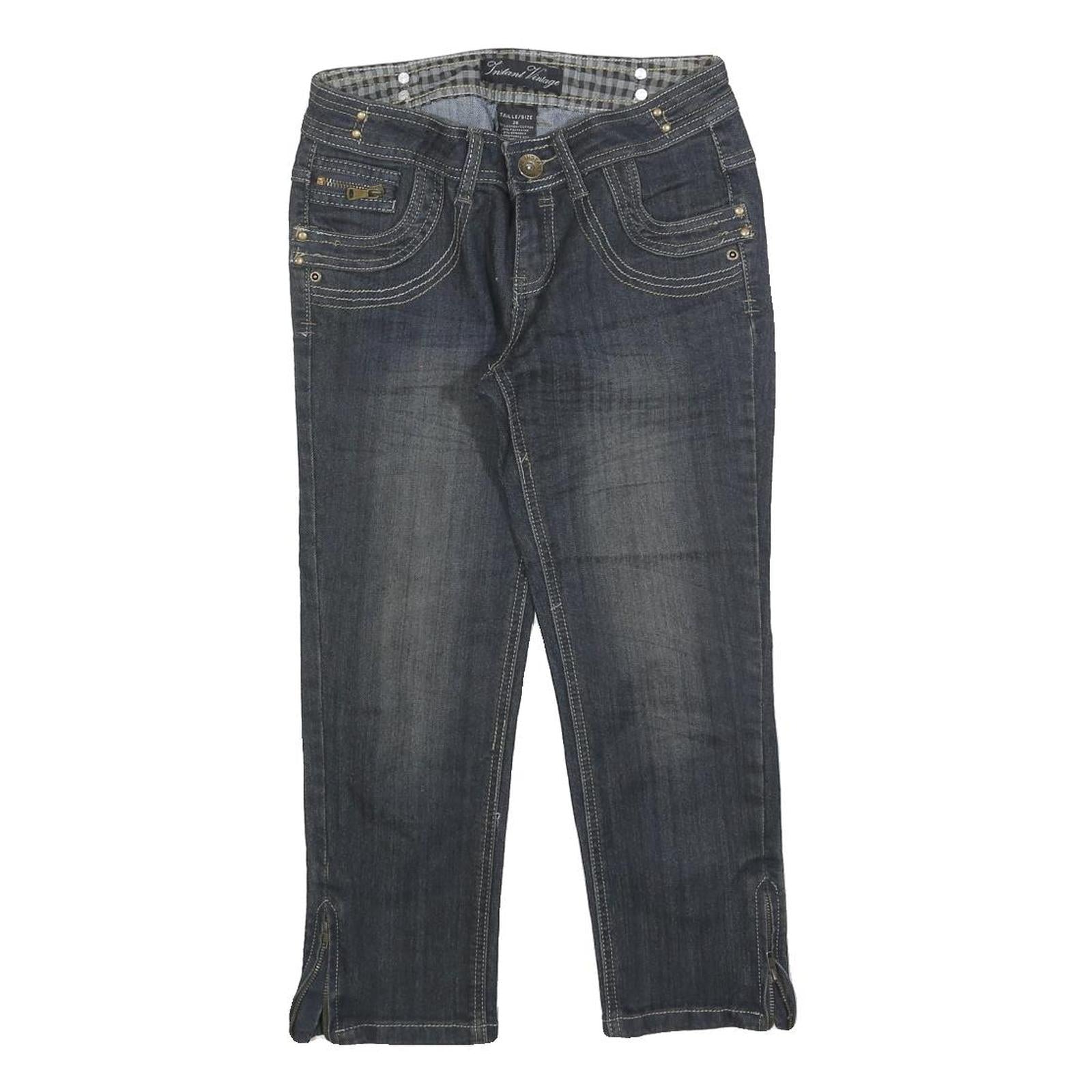 INSTANT VINTAGE Womens Regular Fit Blue Denim Jeans Cotton Zip W26 L21 Stylish Refurbished - N/A refurbished available on Cerqular