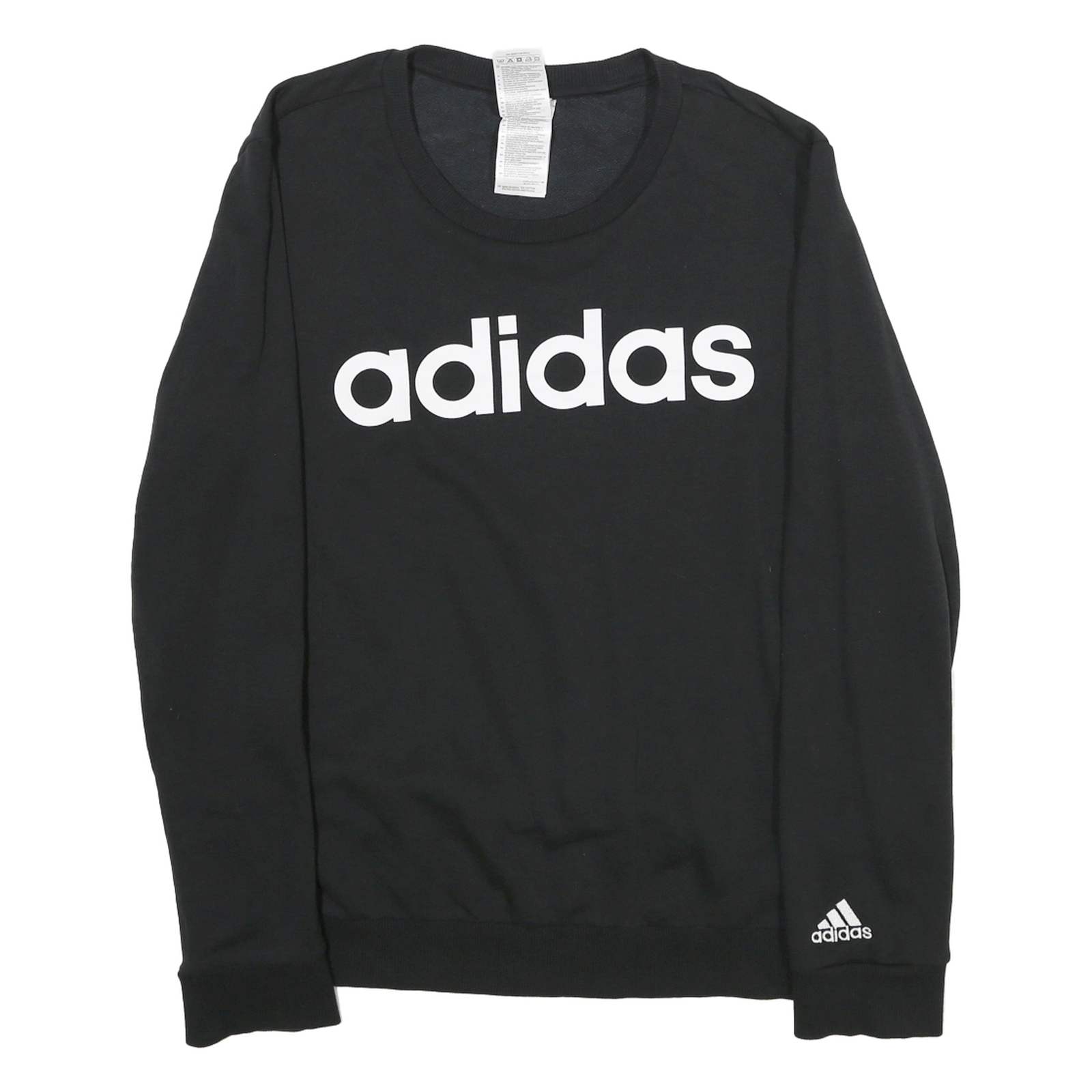 ADIDAS Womens Black Crew Neck L Logo Printed Cotton Blend Sweatshirt Casual Refurbished - N/A refurbished available on Cerqular