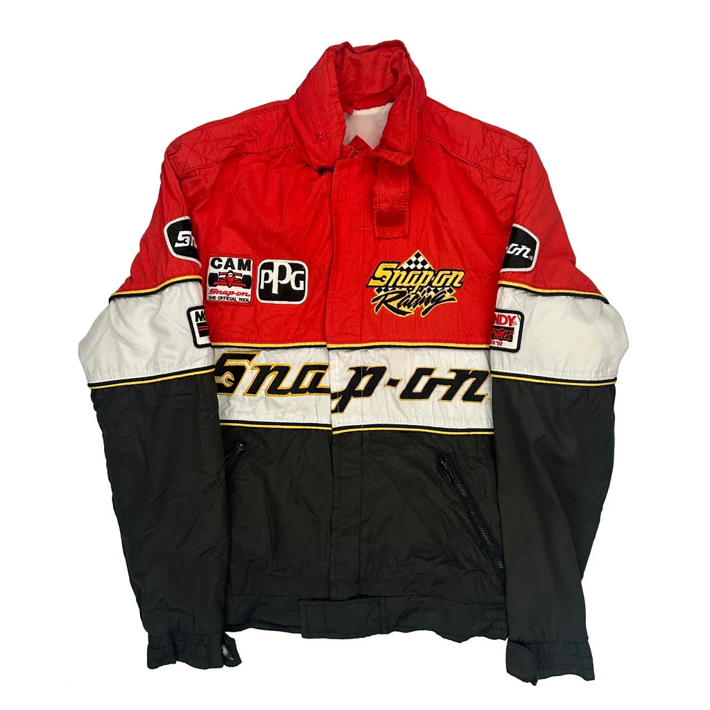 Snap - On Astro Graphic Bomber Jacket - Medium Black Polyester Refurbished - Thrifted (note: this is a term often used to describe second- refurbished available on Cerqular