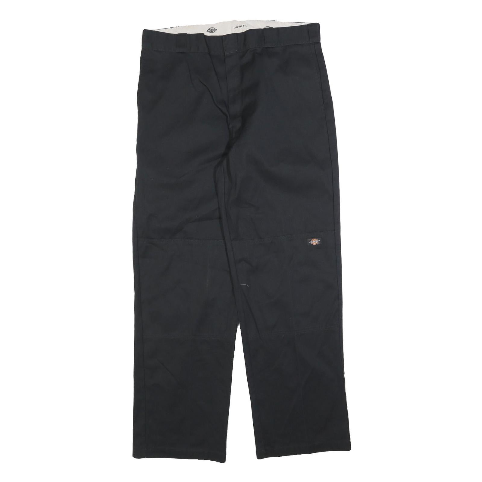 DICKIES Mens Black Cotton Blend Loose Fit Straight Leg Trousers W38 L34 Workwear Refurbished - N/A refurbished available on Cerqular