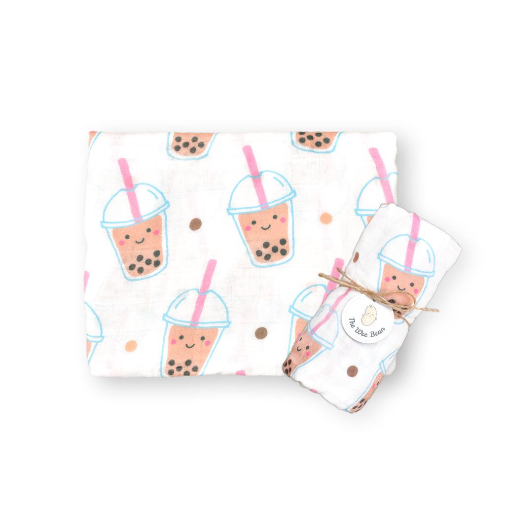 Organic Bamboo Blend Swaddle - Lemon Tea + Egg Tart | Design: Boba Refurbished - The Wee Bean refurbished available on Cerqular
