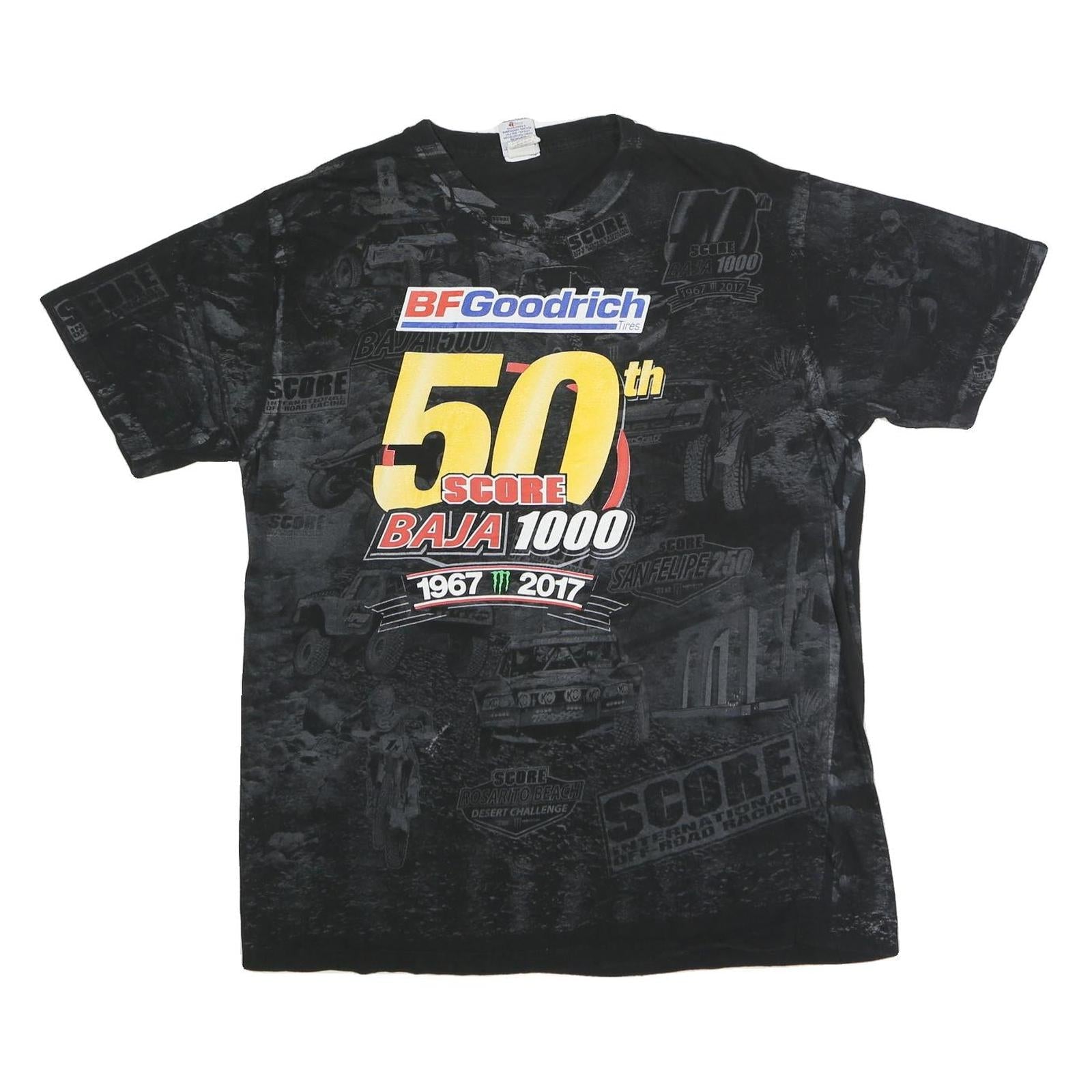 SCORE Mens Black 50th Baja 1000 Graphic T-Shirt L Short Sleeve Crew Neck Refurbished - N/A refurbished available on Cerqular