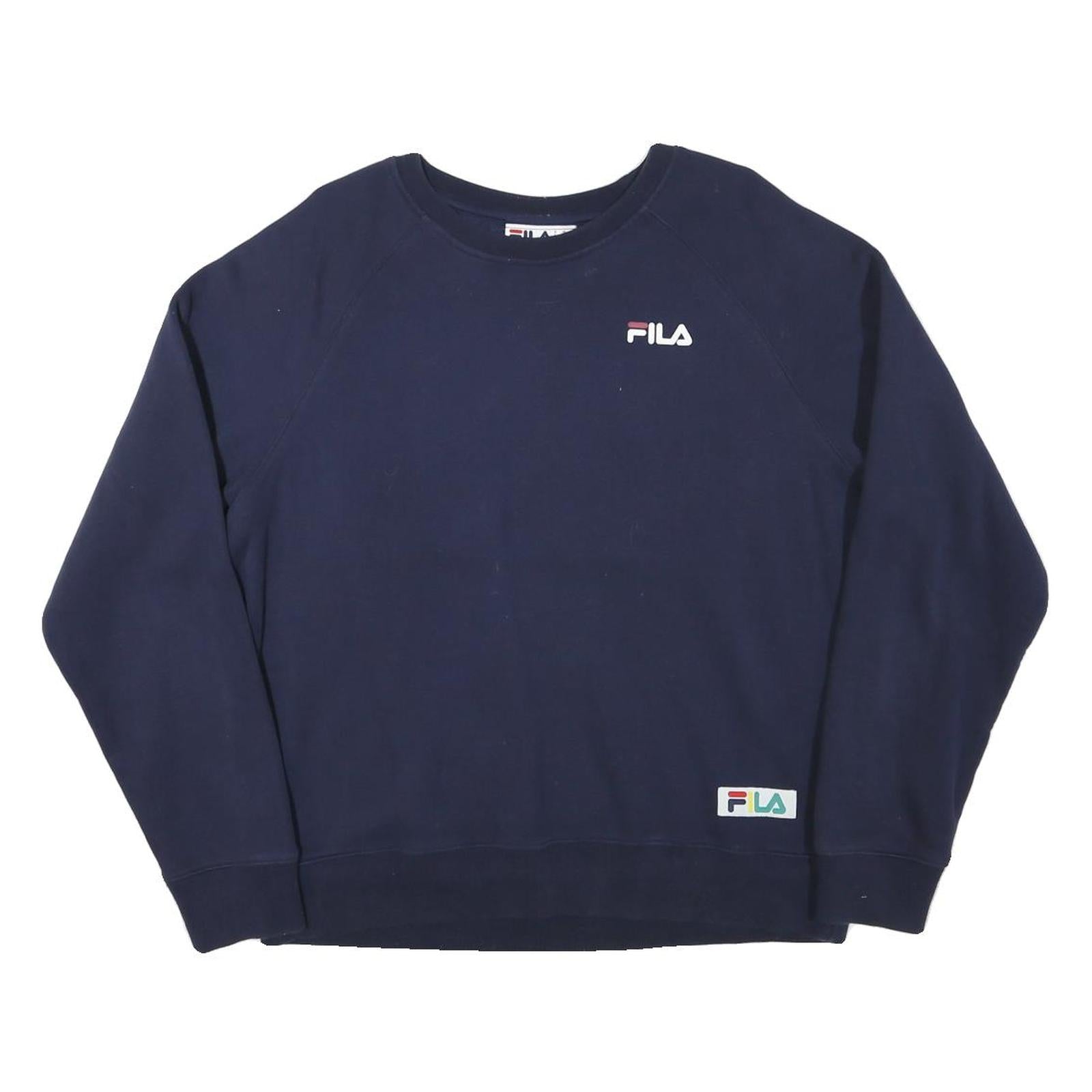 FILA Mens Navy Blue Sweatshirt Crew Neck L Cotton Blend Pullover Casual Refurbished - N/A refurbished available on Cerqular