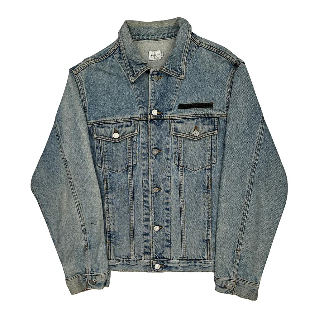 Calvin Klein Jeans Denim Jacket - Large Light Wash Denim Refurbished - Thrifted (note: this is a term often used to describe second- refurbished available on Cerqular