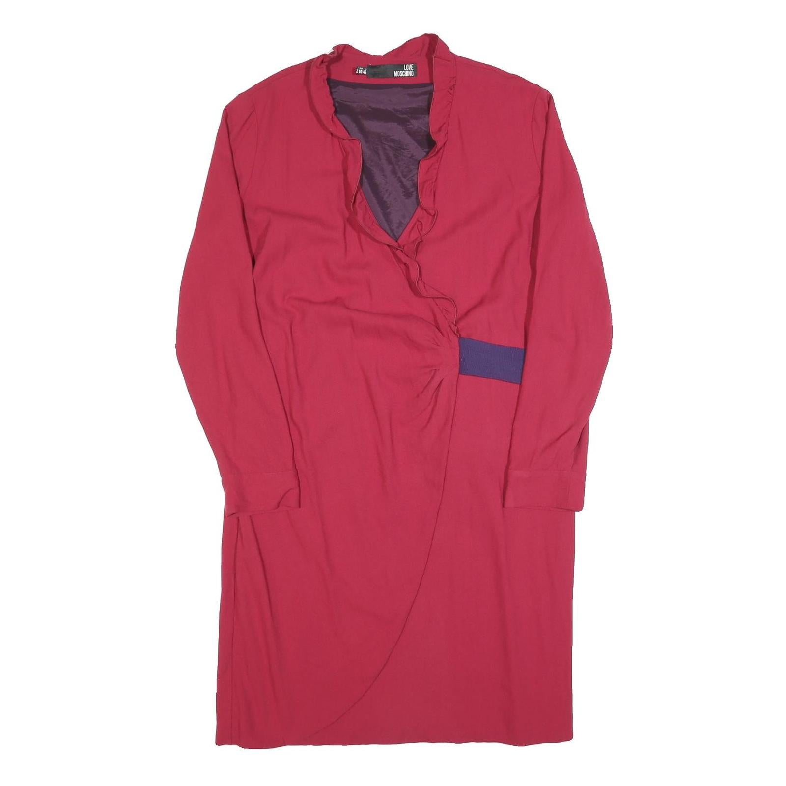 LOVE MOSCHINO Womens Red & Navy Wrap Dress Polyester Blend Long Sleeve UK 14 Refurbished - N/A refurbished available on Cerqular