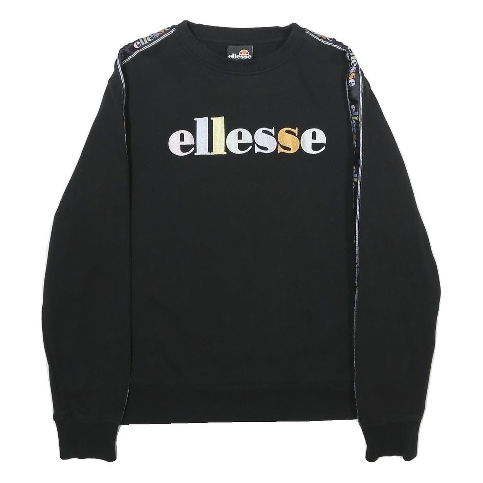 ELLESSE Womens Black Sweatshirt Crew Neck UK 10 Logo Tape Detail Cotton Blend Refurbished - N/A refurbished available on Cerqular