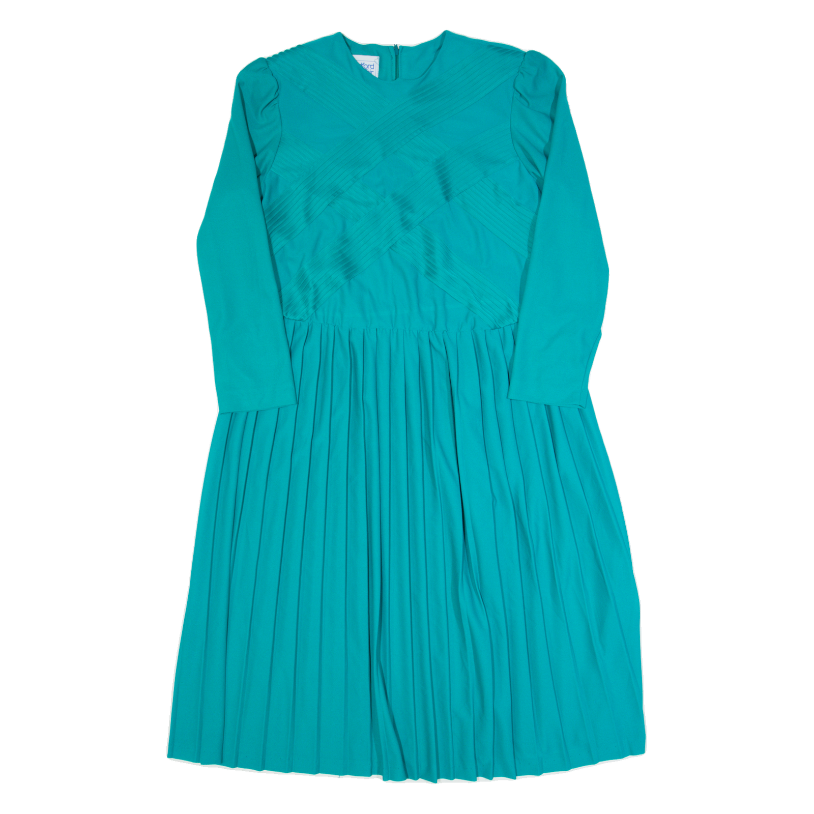 BEDFORD FAIR Womens A-Line Dress Blue 90s Long Sleeve Midi L Refurbished - N/A refurbished available on Cerqular