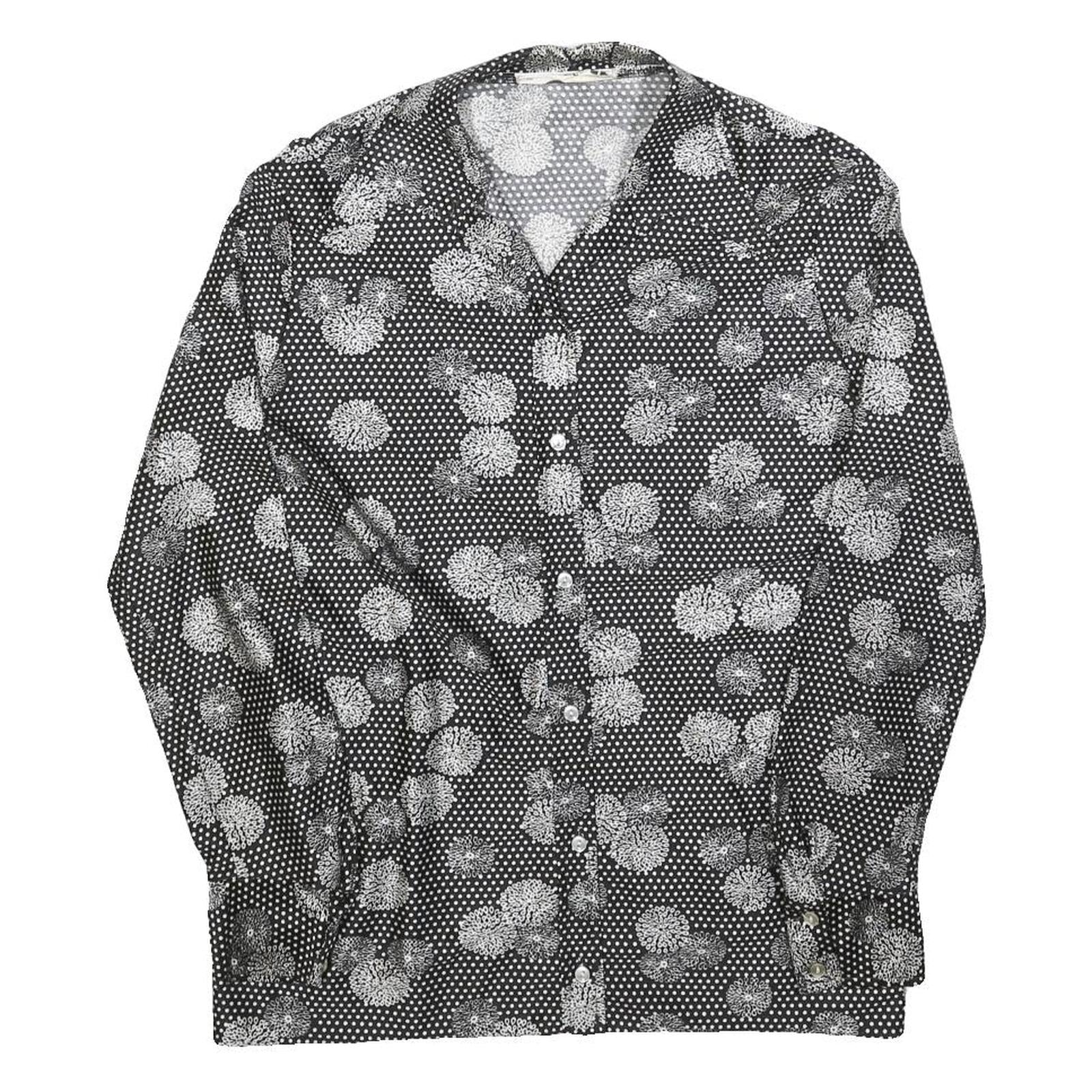 DOMINIQUE ONARD Womens Black & White Printed Shirt Long Sleeve V-Neck S Refurbished - N/A refurbished available on Cerqular