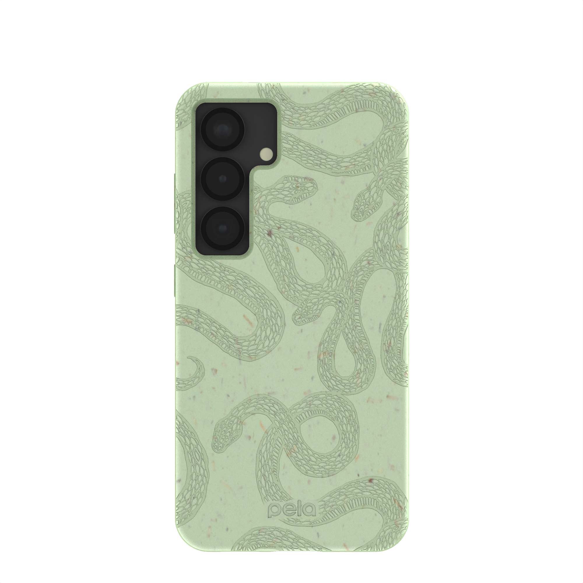 Sage Green Snaky Samsung Galaxy S25 Case Refurbished - Pela Case refurbished available on Cerqular