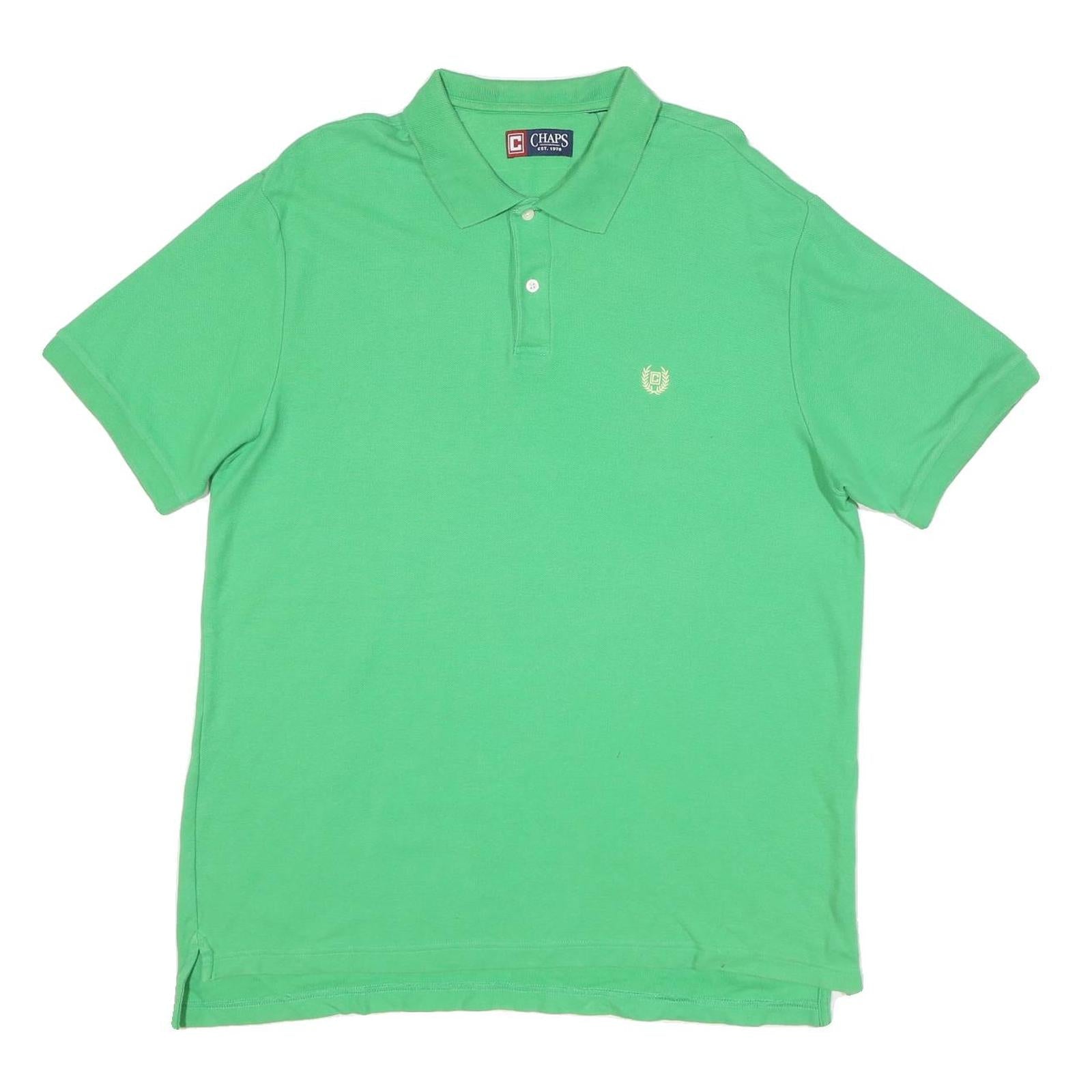 CHAPS Mens Green XL Short Sleeve Plain Polo Shirt Cotton Blend Classic Style Refurbished - N/A refurbished available on Cerqular