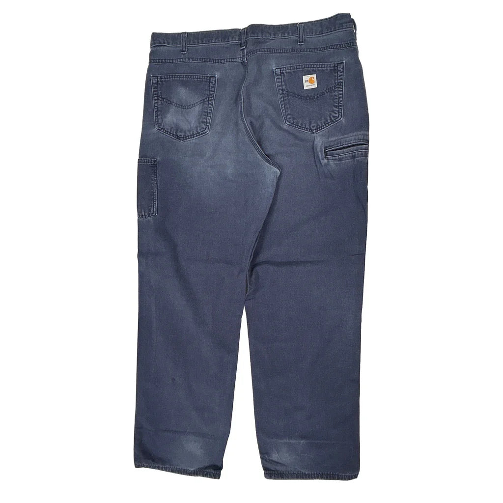 Carhartt Carpenter Trousers - 40W 34L Blue Cotton Refurbished - Thrifted (note: this is a term often used to describe second- refurbished available on Cerqular