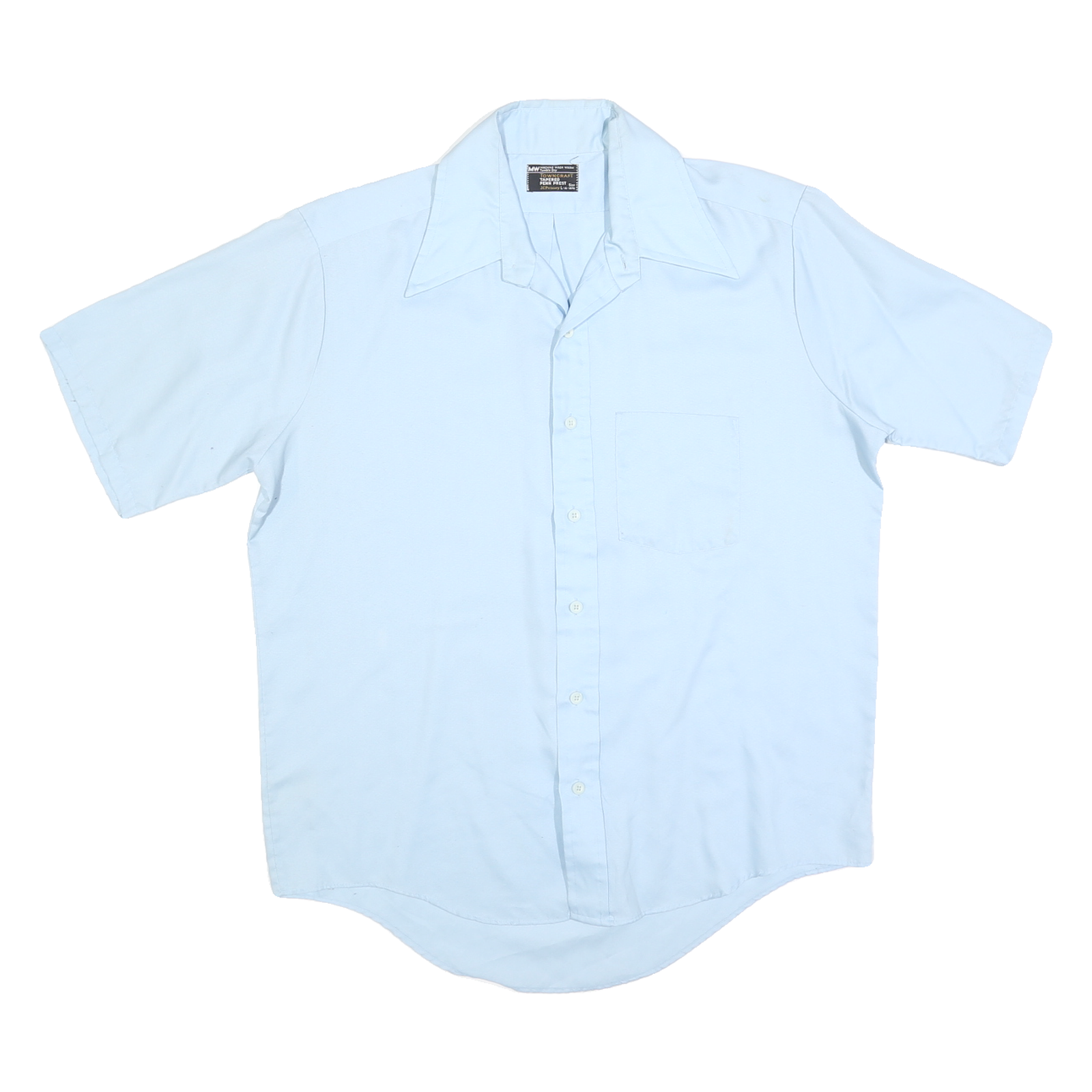 Mens Light Blue Cotton Plain Shirt L Short Sleeve Button Closure Refurbished - N/A refurbished available on Cerqular