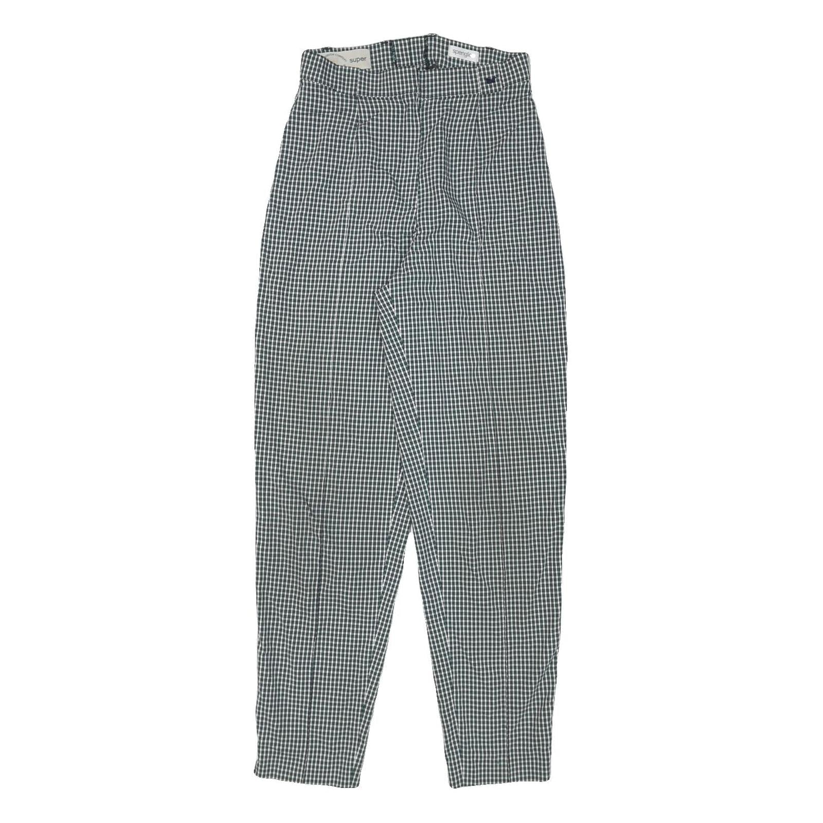 SPENGLER Womens Polyester Blend Relaxed Tapered Trousers W25 L29 Checked Print Refurbished - N/A refurbished available on Cerqular