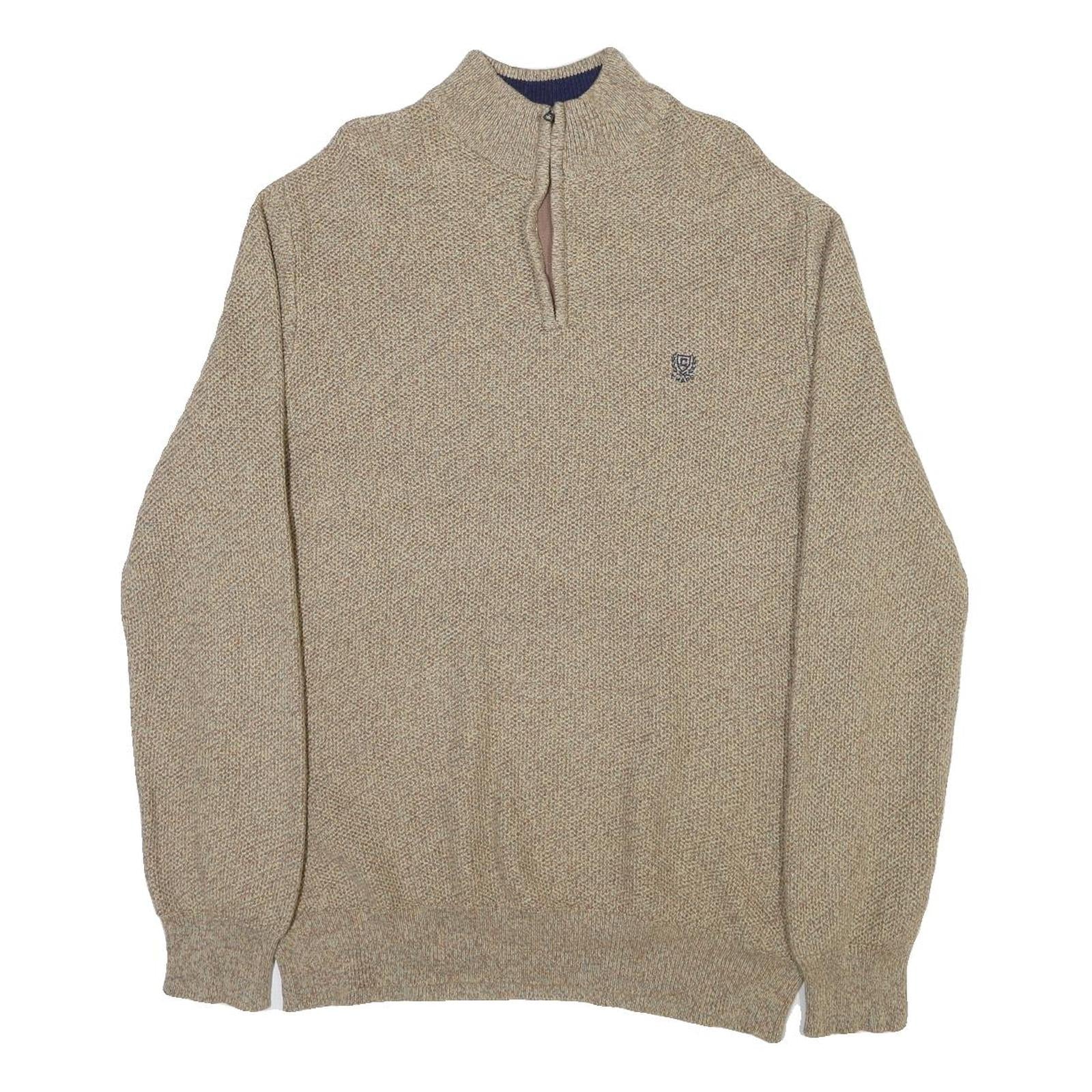 CHAPS Mens Beige Plain Cotton Blend Pullover Jumper XL Casual Winter Knitwear Refurbished - N/A refurbished available on Cerqular