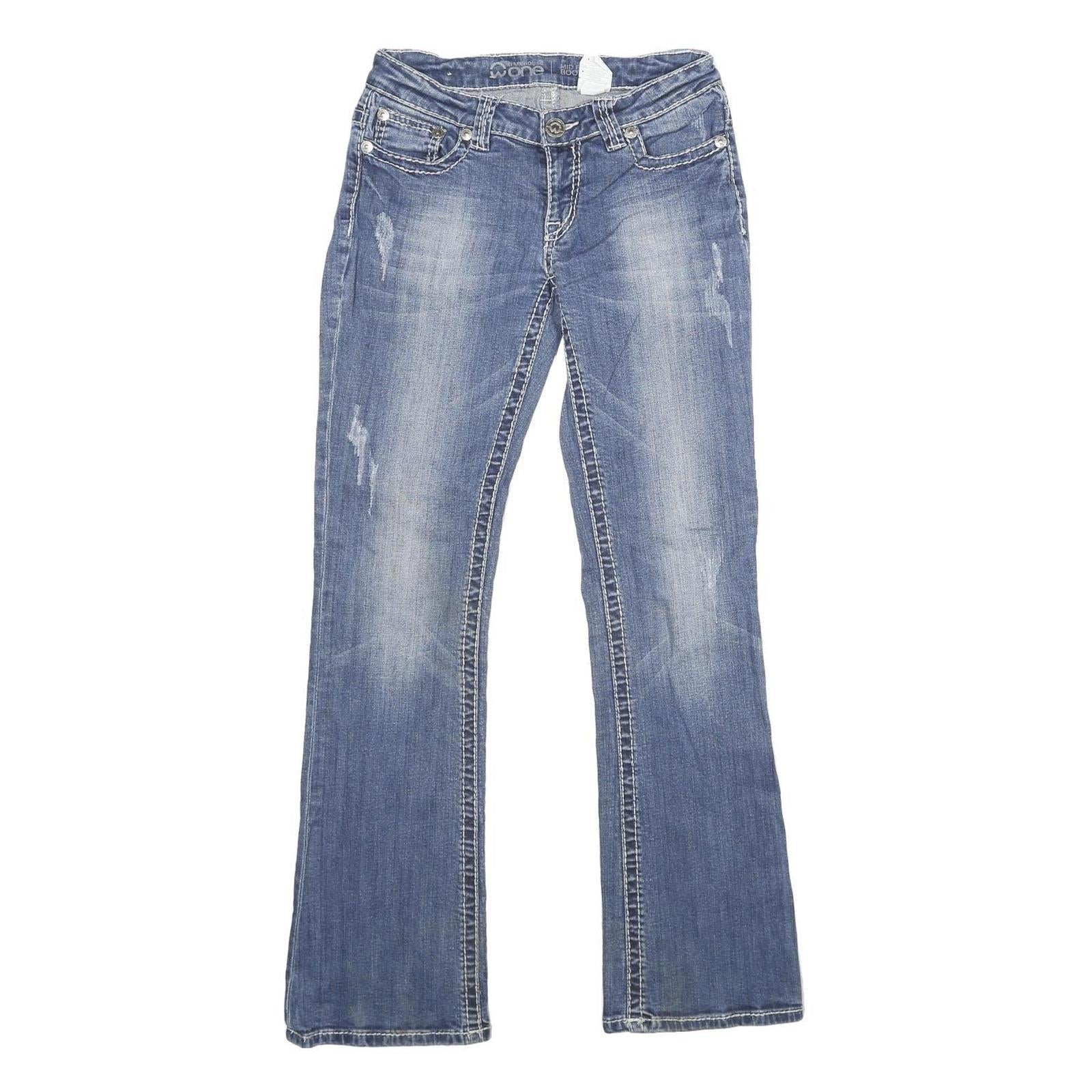 WAREHOUSE ONE Womens Jeans Blue Regular Bootcut Denim Medium W27 L32 Stylish Refurbished - N/A refurbished available on Cerqular