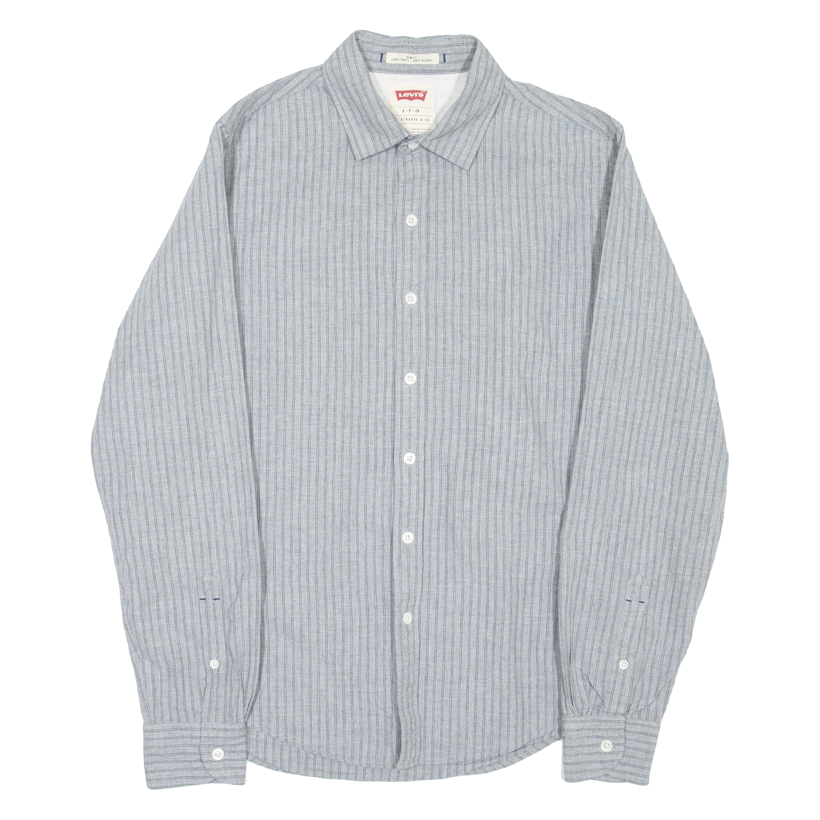 LEVI'S Slim Fit Mens Shirt Grey Striped Long Sleeve S Refurbished - N/A refurbished available on Cerqular