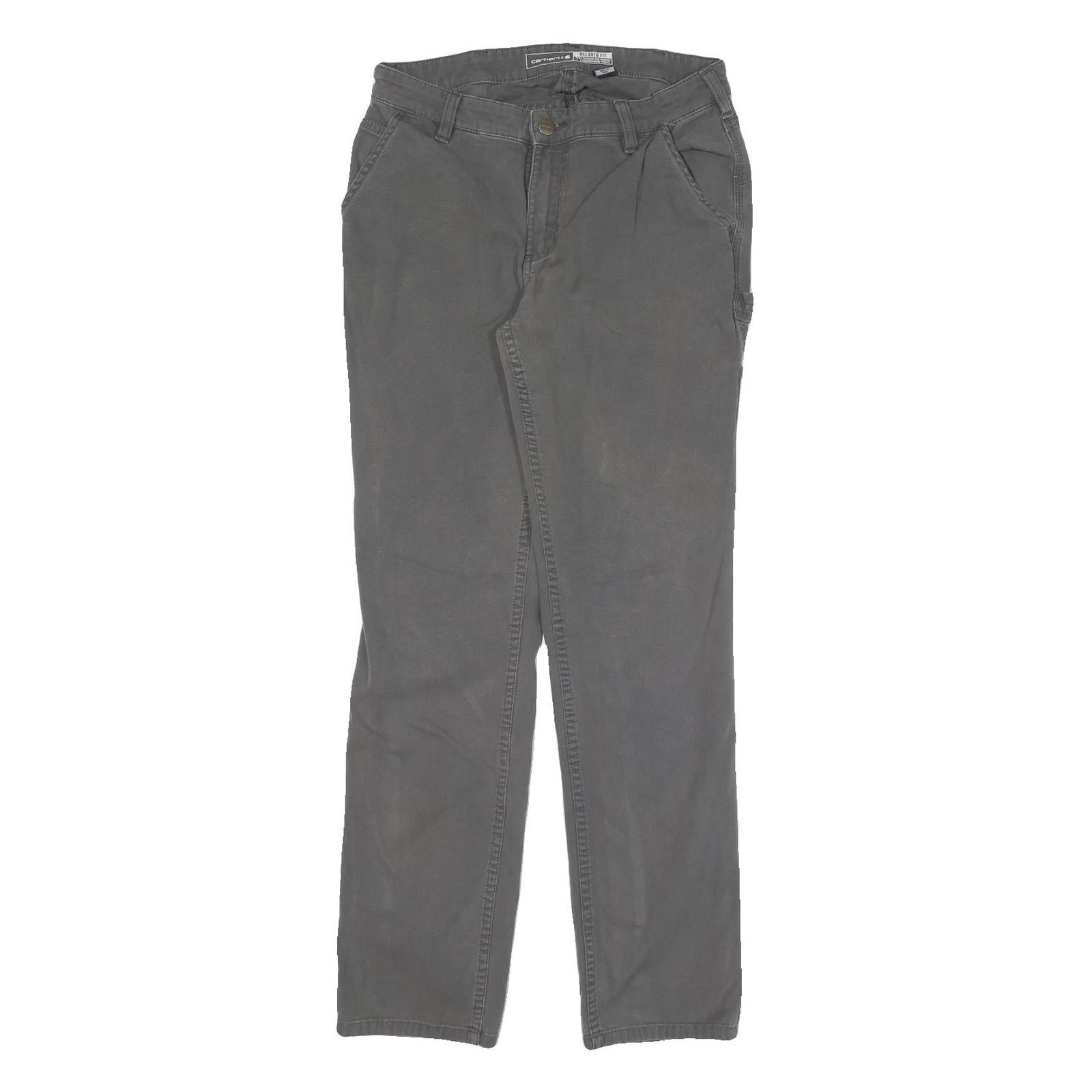 CARHARTT Womens Cotton Blend Grey Regular Straight Trousers W26 L29 Zip Closure Refurbished - N/A refurbished available on Cerqular