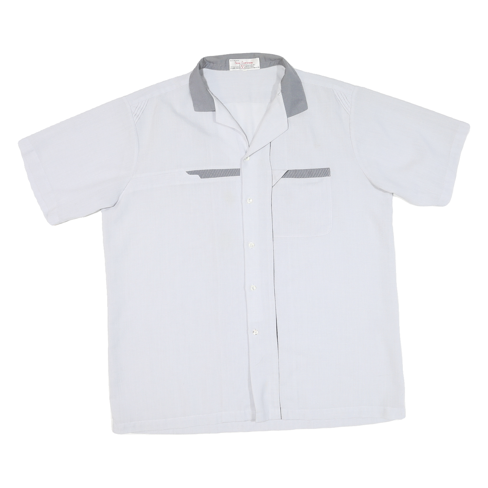 SIAM EMPORIUM Mens White & Grey Casual Plain Cotton Blend Shirt S Relaxed Fit Refurbished - N/A refurbished available on Cerqular