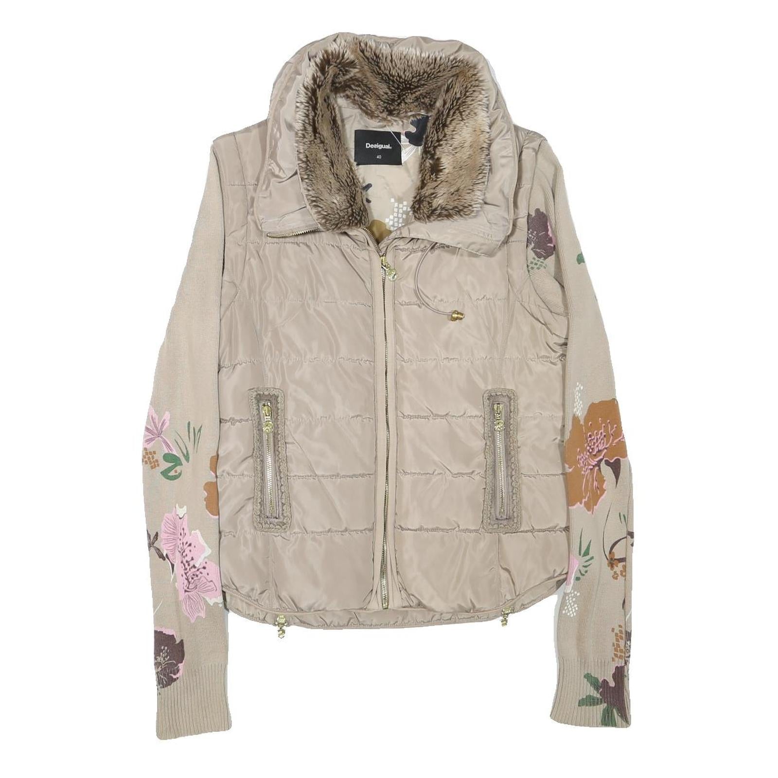 Buy DESIGUAL Womens Beige Floral Sleeve Puffer Jacket S Polyester Blend Zip Refurbished - $105.29 DESIGUAL Womens Beige Floral Sleeve Puffer Jacket S Polyester Blend Zip Refurbished - N/A refurbished available on Cerqular