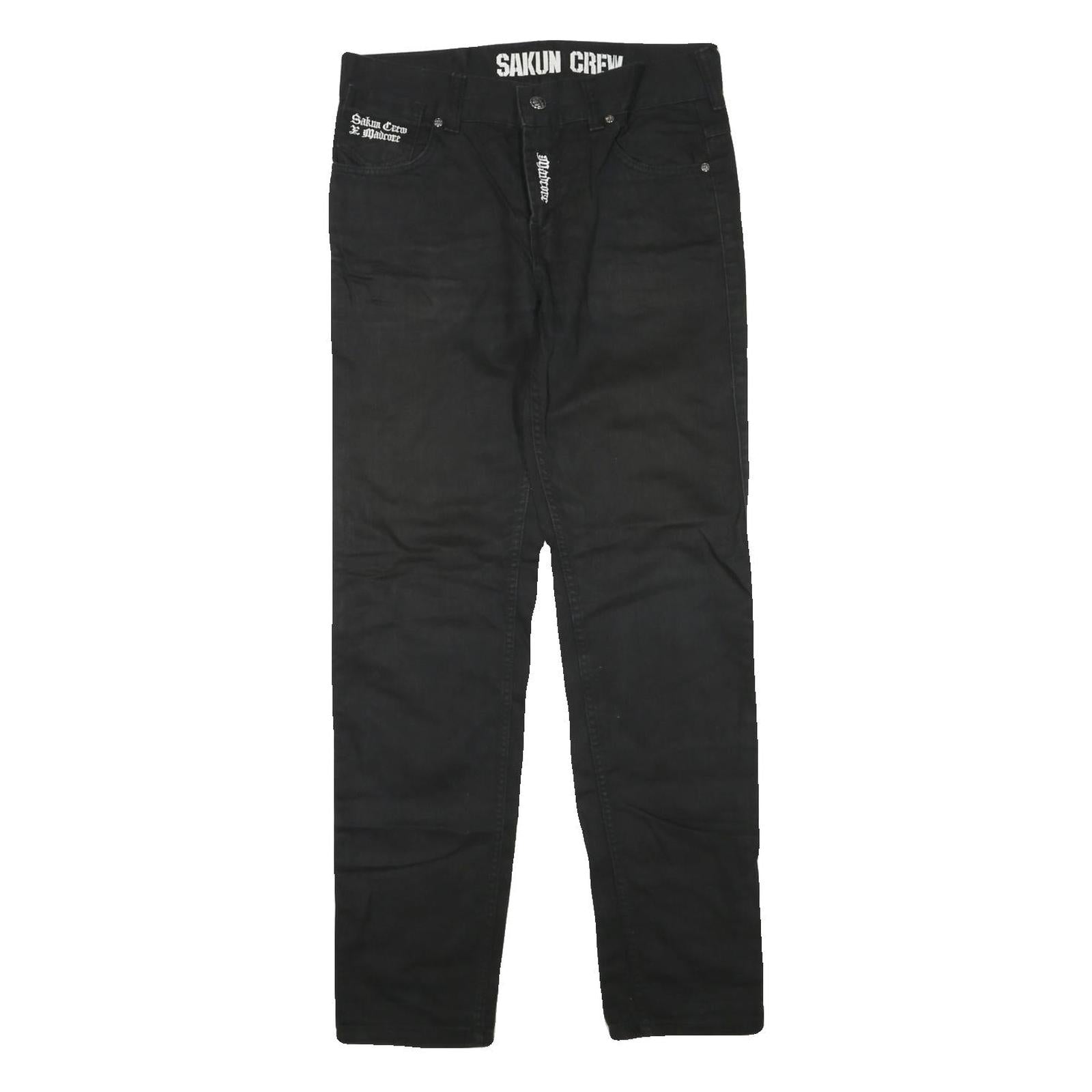 SAKUN CREW Womens Jeans Black Regular Straight Denim W32 L31 Stylish Logo Refurbished - N/A refurbished available on Cerqular