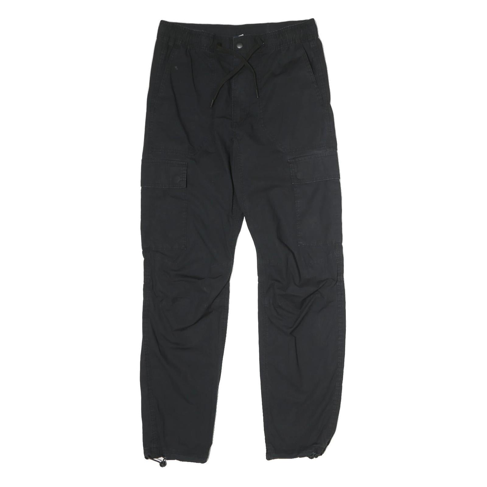 H&M Womens Black Cotton Blend Regular Leg Trousers W30 L28 Cargo Style Zip Refurbished - N/A refurbished available on Cerqular