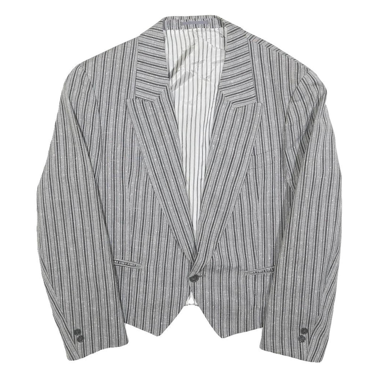 CELLINI Mens Grey & Black Striped Wool Blend Jacket M Woven Button Closure Refurbished - N/A refurbished available on Cerqular