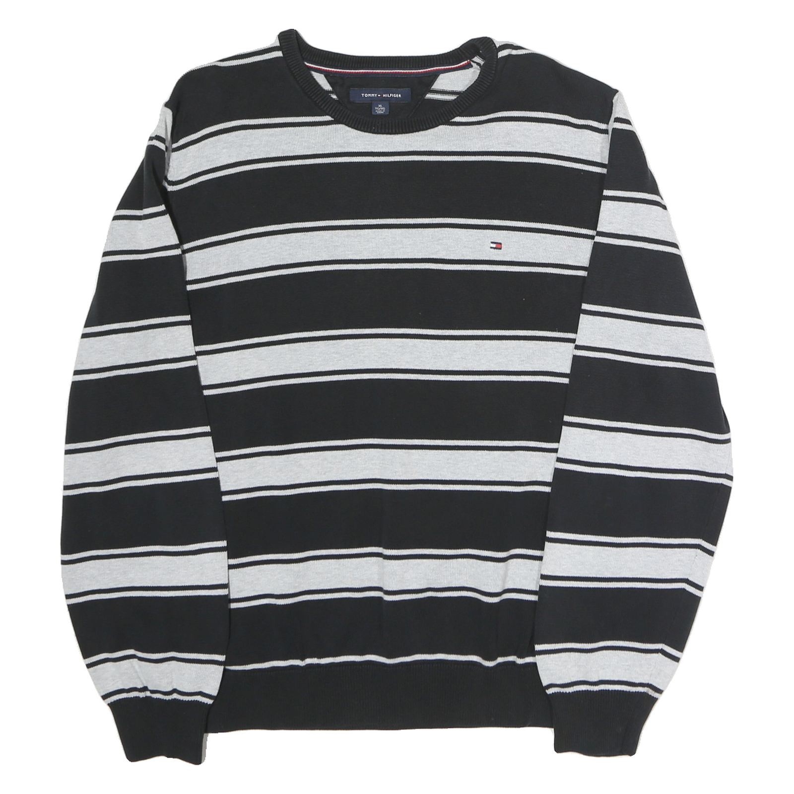 Buy TOMMY HILFIGER Mens Black & Grey Striped Plain Crew Neck Basic Knit Jumper XL Refurbished - $44.19 TOMMY HILFIGER Mens Black & Grey Striped Plain Crew Neck Basic Knit Jumper XL Refurbished - N/A refurbished available on Cerqular
