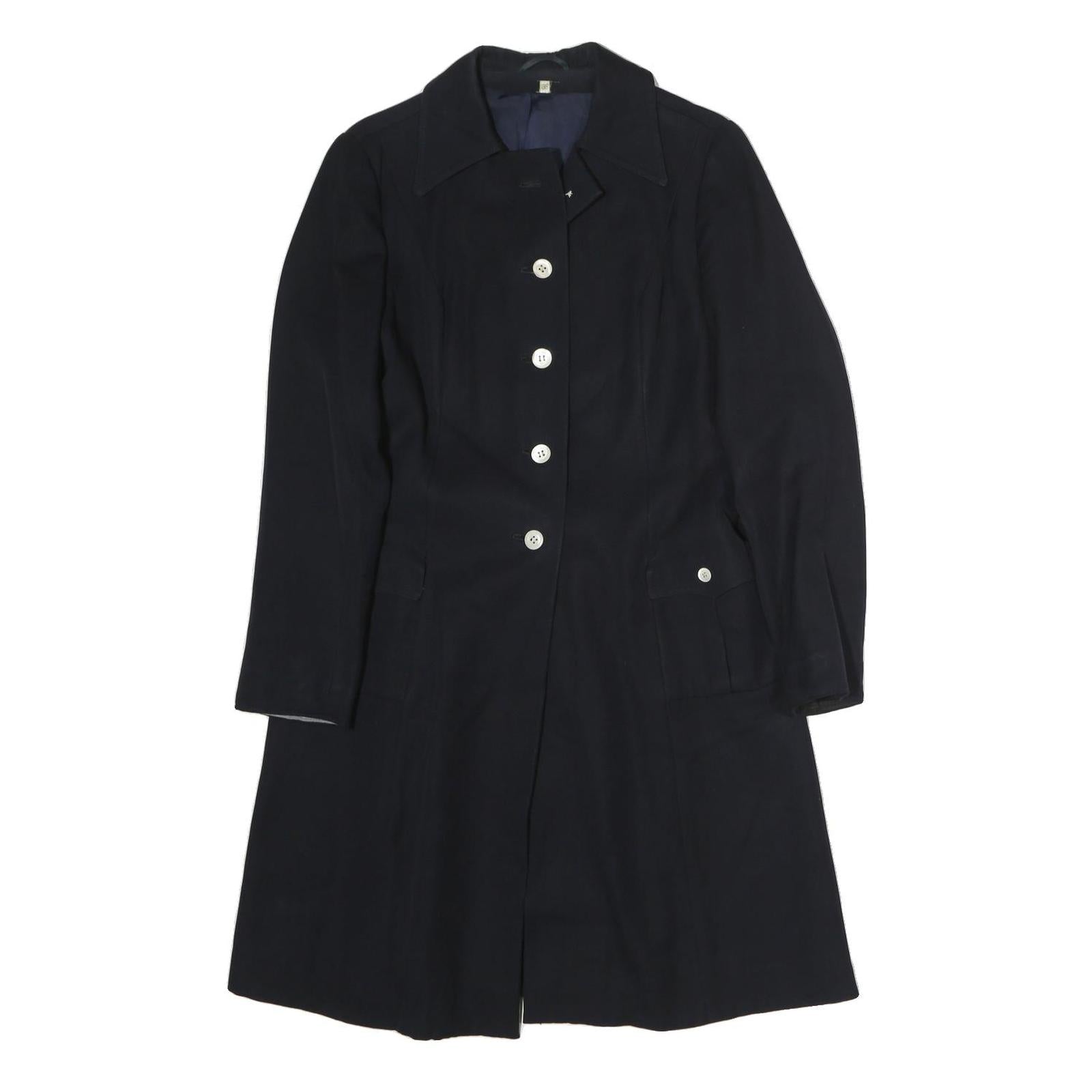 Navy Womens Button Cotton Jacket M Plain Classic Fit Long Sleeve Single Breasted Refurbished - N/A refurbished available on Cerqular