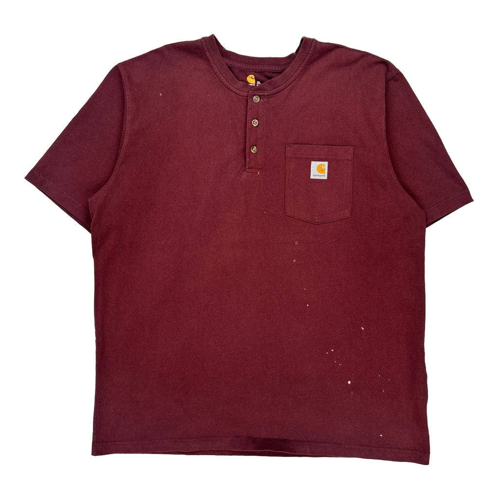 Buy Carhartt T-Shirt - XL Burgundy Cotton Refurbished - $29.47 Carhartt T-Shirt - XL Burgundy Cotton Refurbished - Thrifted (note: this is a term often used to describe second- refurbished available on Cerqular
