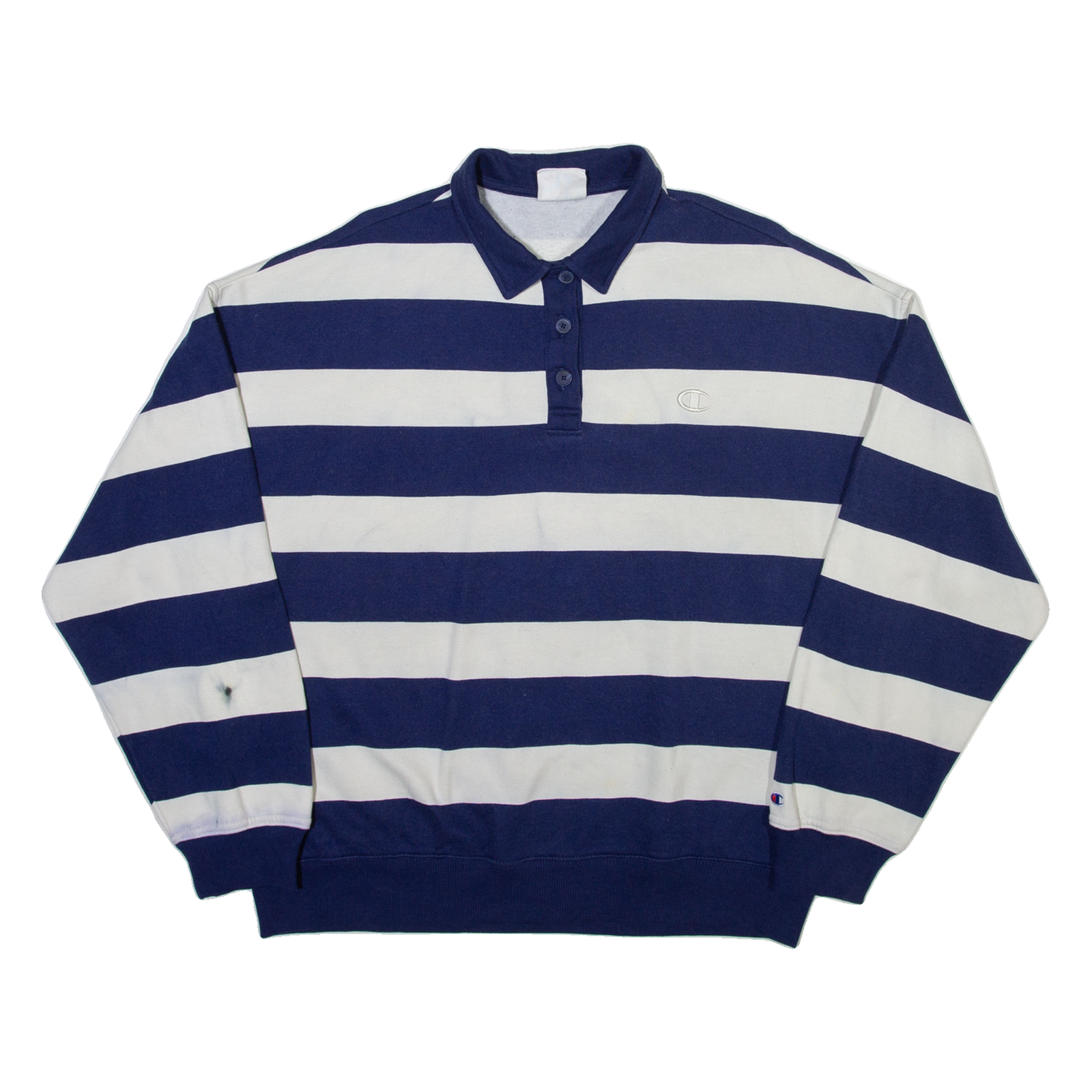 CHAMPION Striped Mens Sweatshirt Blue Collared L Refurbished - N/A refurbished available on Cerqular
