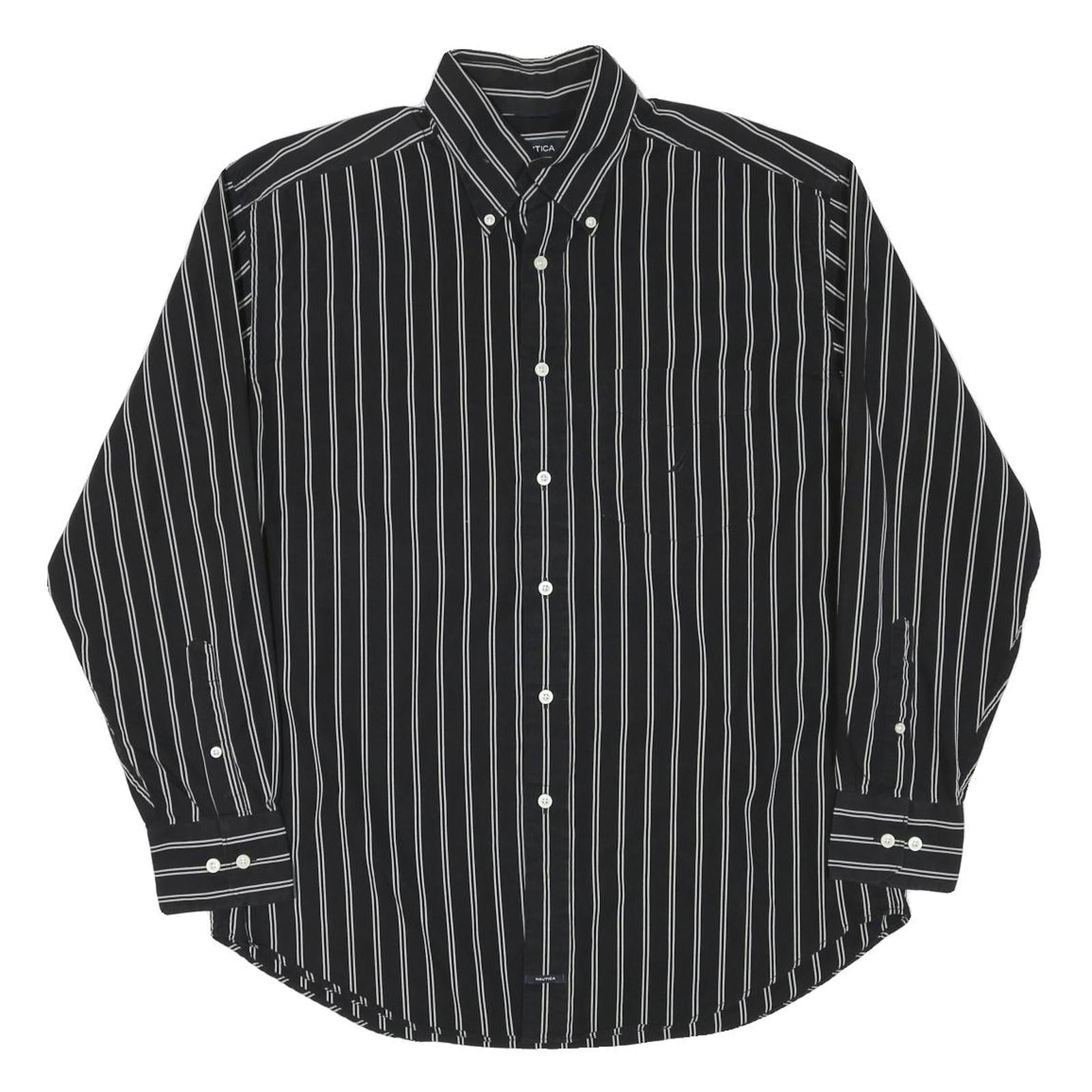 Buy NAUTICA Mens Black & White Striped Shirt L Button Down Cotton Blend Classic Fit Refurbished - $25.99 NAUTICA Mens Black & White Striped Shirt L Button Down Cotton Blend Classic Fit Refurbished - N/A refurbished available on Cerqular