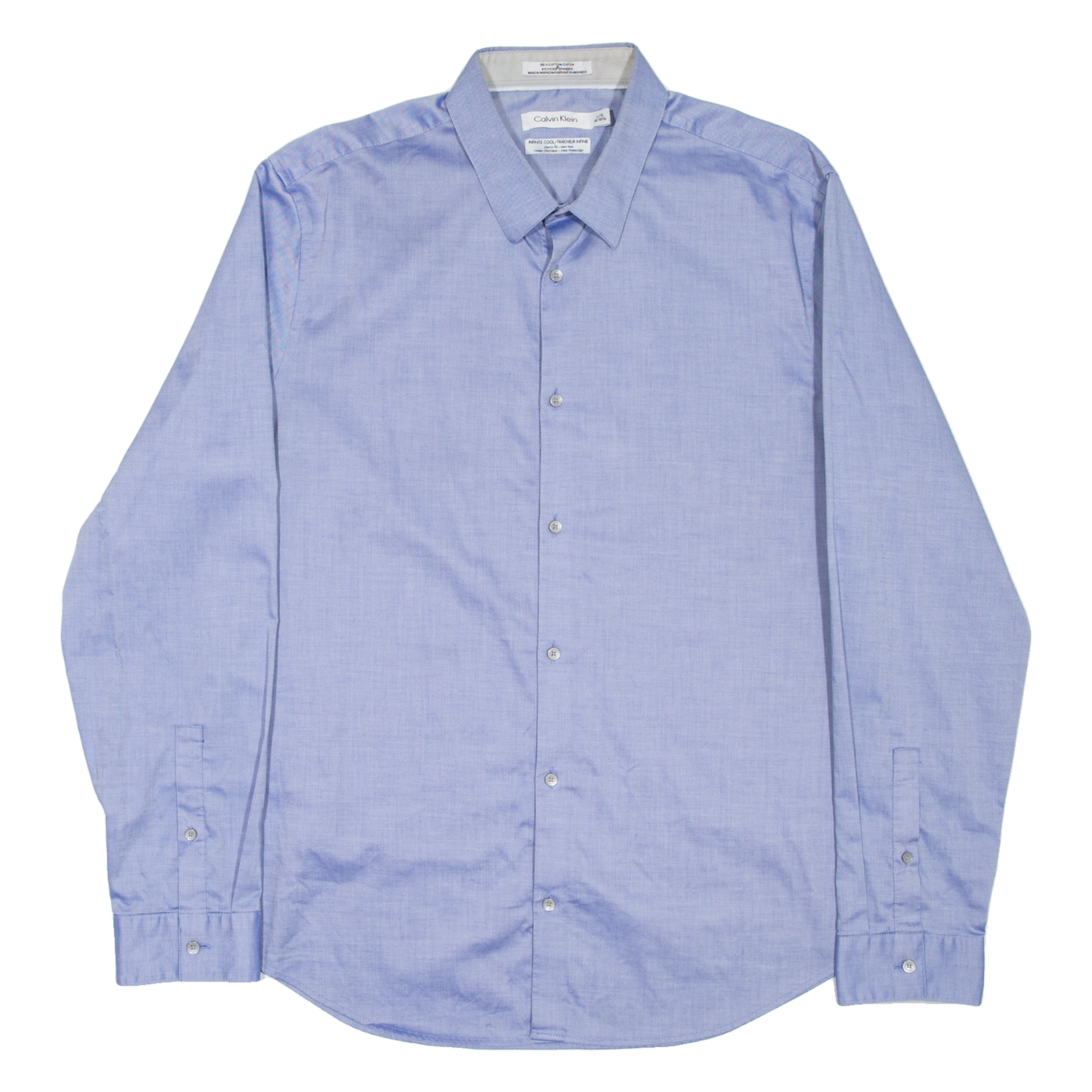 CALVIN KLEIN Mens Plain Shirt Blue Long Sleeve L Refurbished - N/A refurbished available on Cerqular