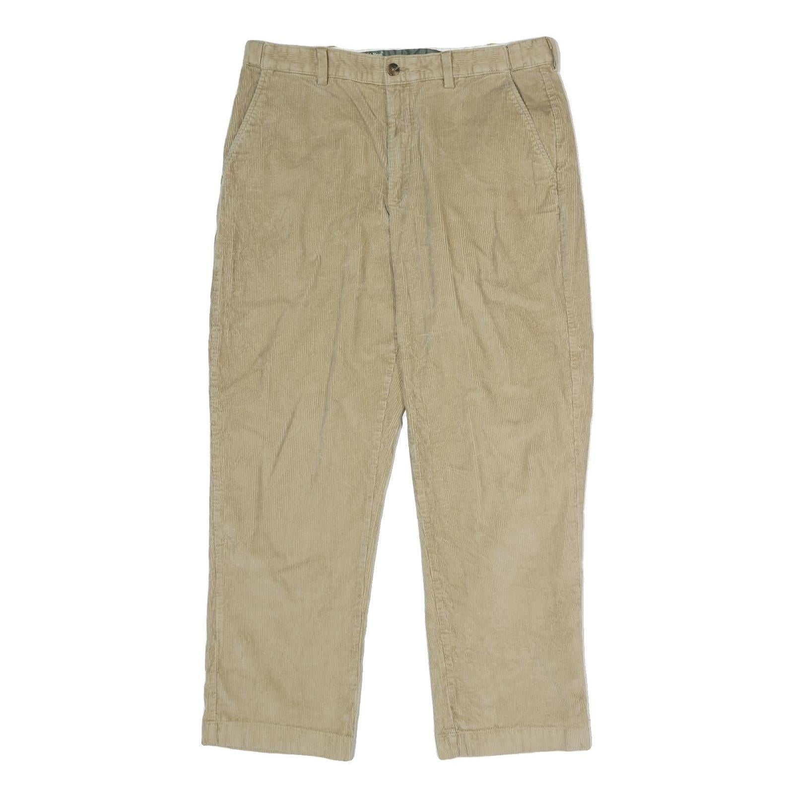 LL BEAN Mens Regular Fit Beige Corduroy Trousers W36 L32 Casual Zip Closure Refurbished - N/A refurbished available on Cerqular