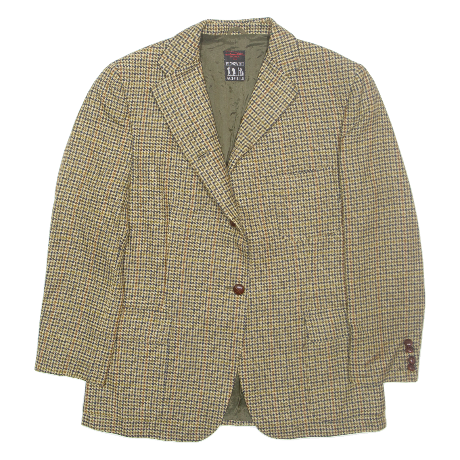 EDWARD ACHILLE Mens Blazer Jacket Green Houndstooth M Refurbished - N/A refurbished available on Cerqular