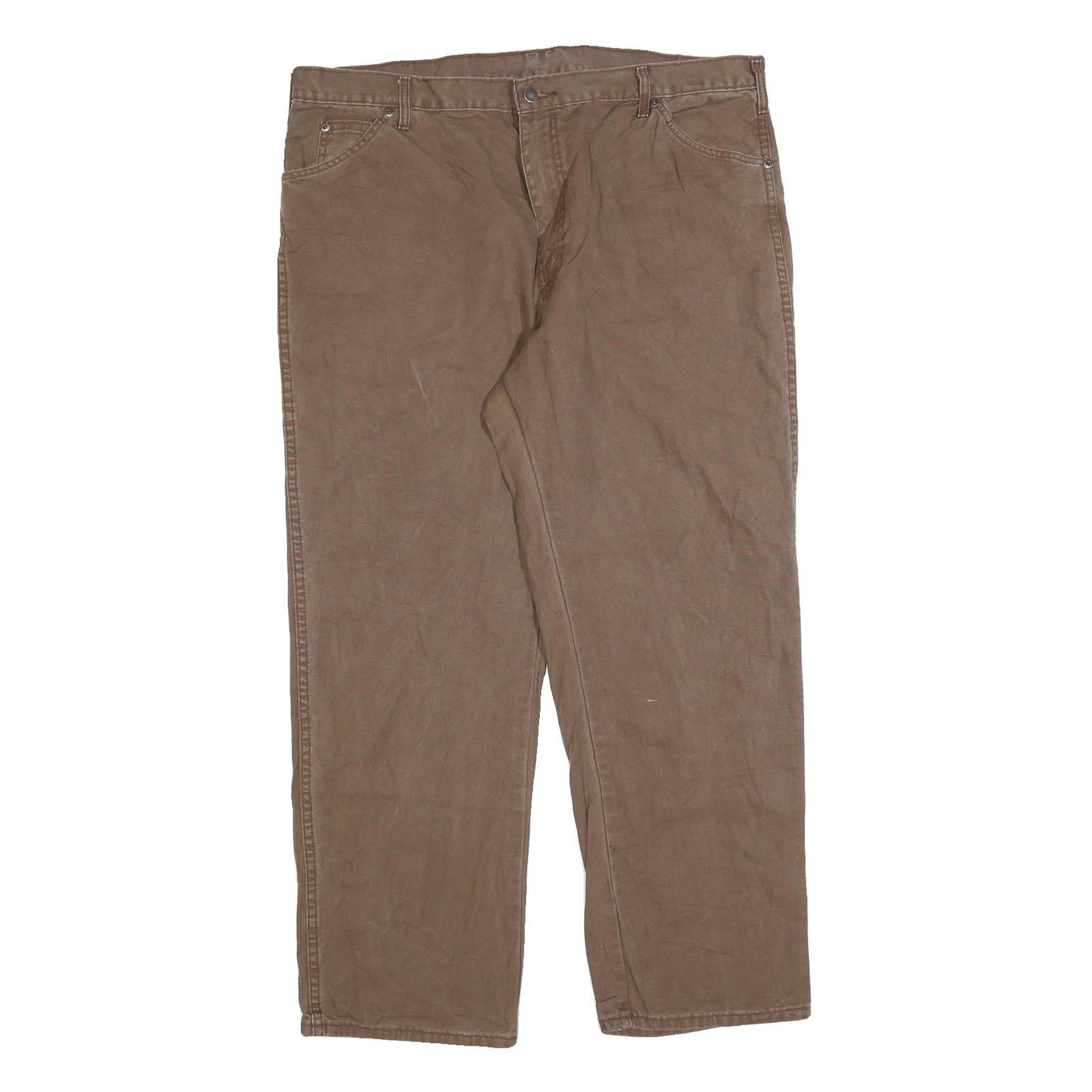DICKIES Mens Cotton Blend Brown Relaxed Straight Trousers W40 L32 Workwear Zip Refurbished - N/A refurbished available on Cerqular