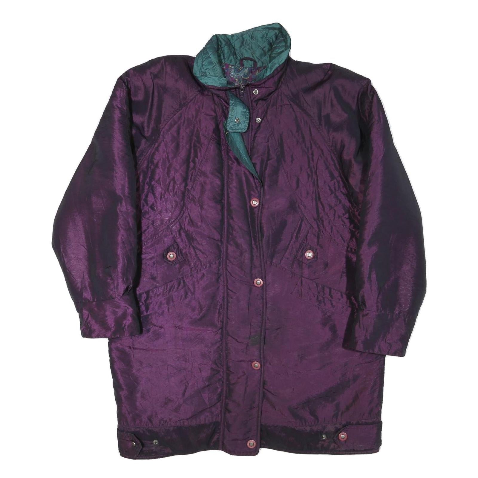 Womens Purple & Teal Plain Jacket XL Polyester Blend Zip Casual Quilted Design Refurbished - N/A refurbished available on Cerqular