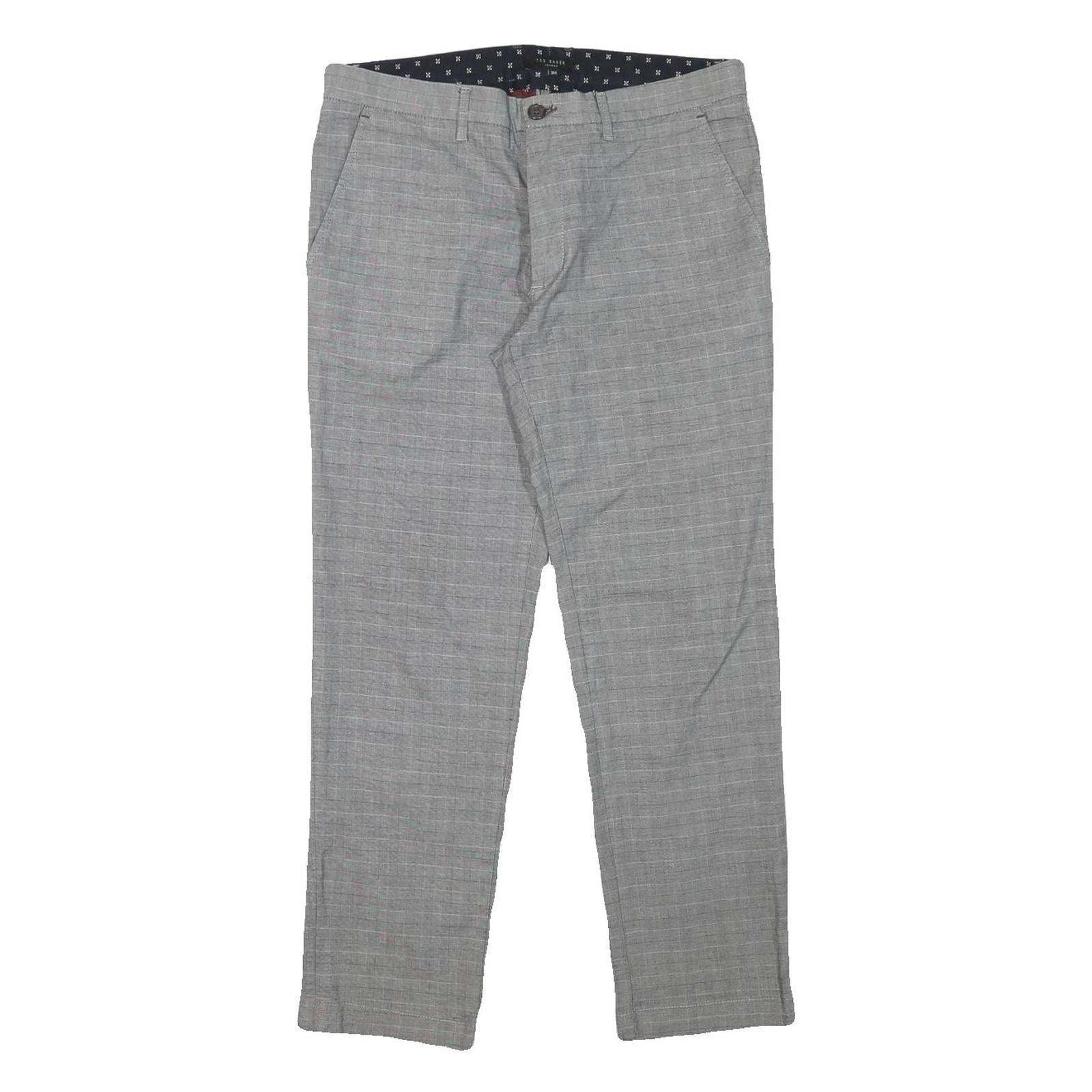 TED BAKER Womens Cotton Blend Grey Slim Straight Trousers W32 L26 Smart Casual Refurbished - N/A refurbished available on Cerqular