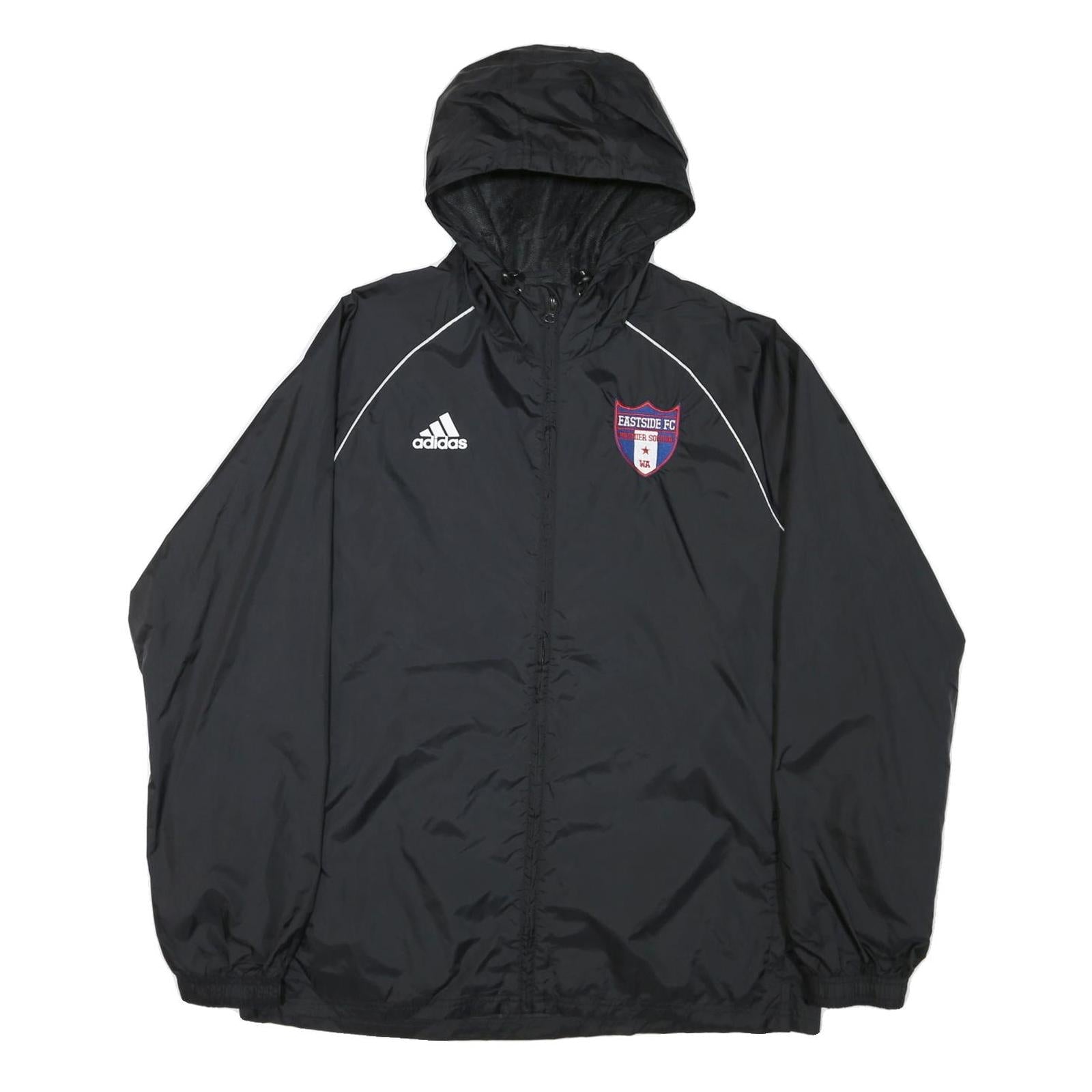 ADIDAS Mens Black Nylon Track Jacket L Plain Hooded Zip Sports Casual Refurbished - N/A refurbished available on Cerqular