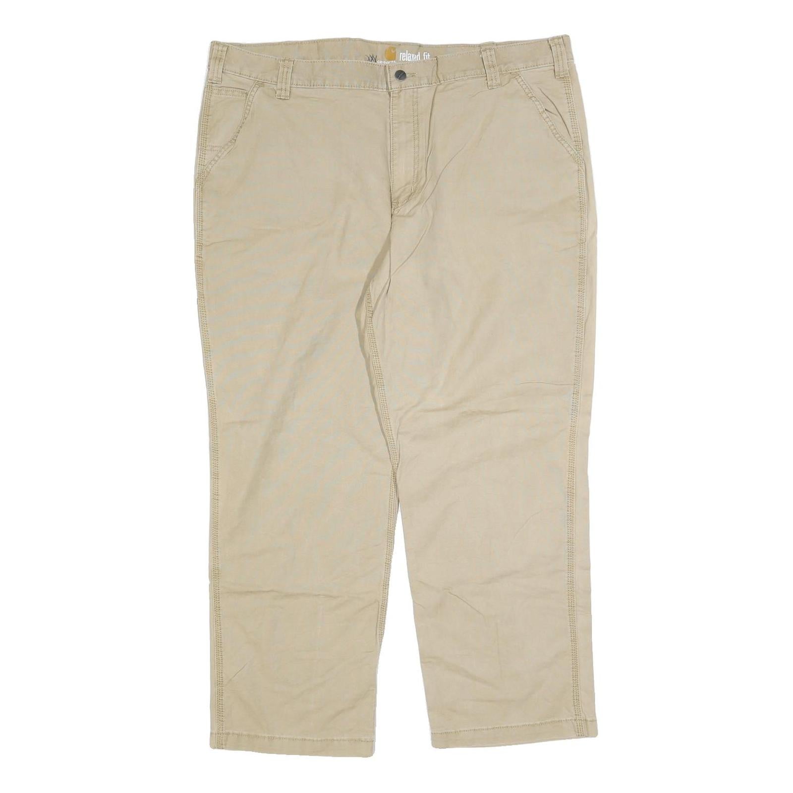 CARHARTT Mens Relaxed Fit Beige Cotton Blend Zip Trousers W42 L30 Workwear Refurbished - N/A refurbished available on Cerqular