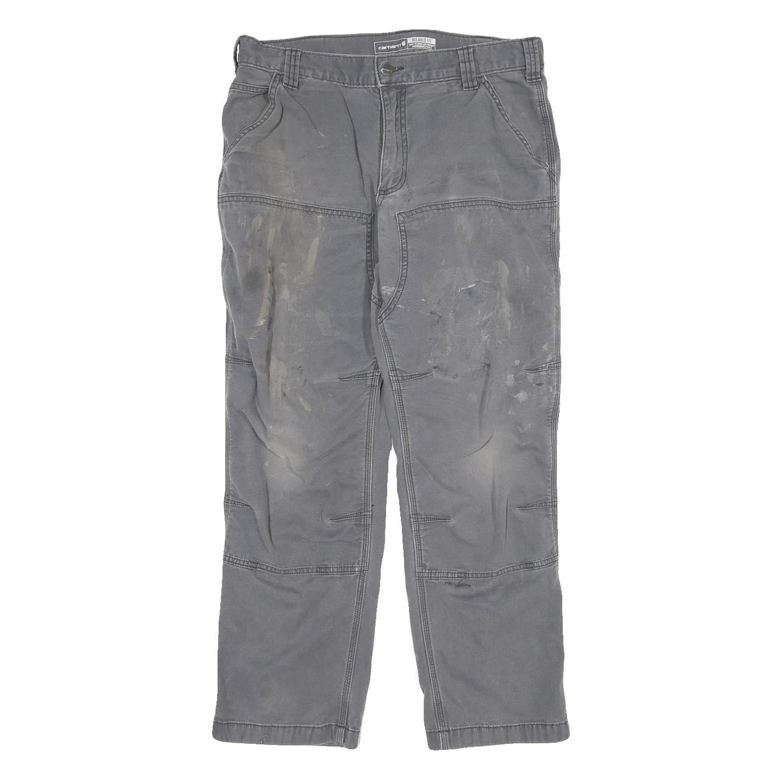 CARHARTT Mens Cotton Grey Relaxed Straight Trousers W34 L30 Workwear Refurbished - N/A refurbished available on Cerqular