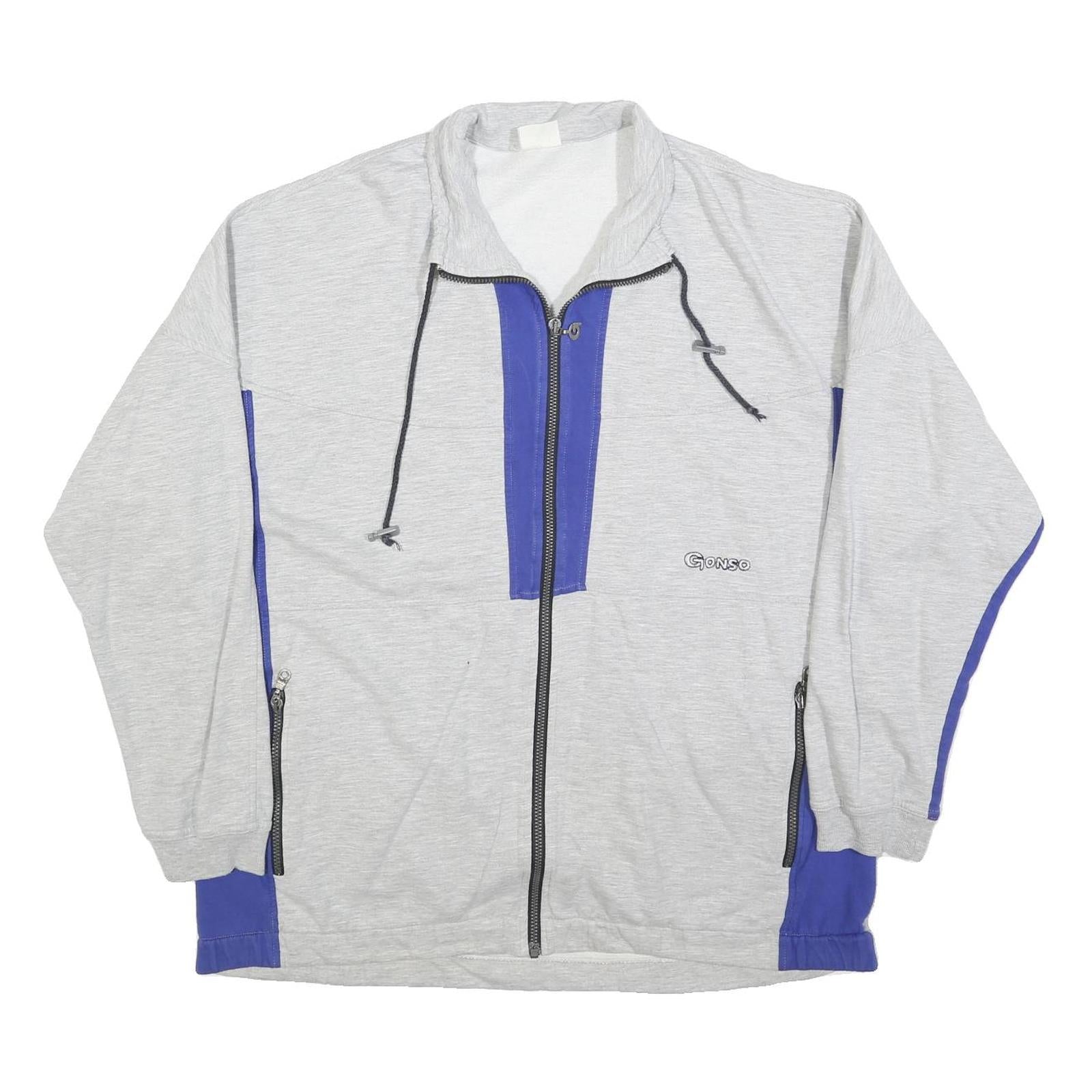 GONSO Mens Grey & Blue Zip Jacket XL Cotton Blend Plain Casual Sportswear Refurbished - N/A refurbished available on Cerqular