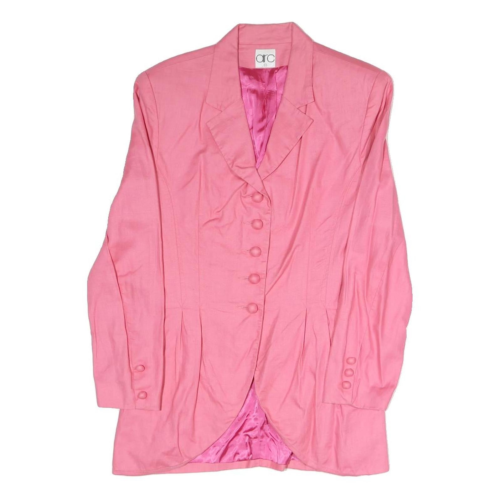 ARC Womens Pink Jacket 12 Polyester Blend Button Closure Classic Fit Plain Refurbished - N/A refurbished available on Cerqular