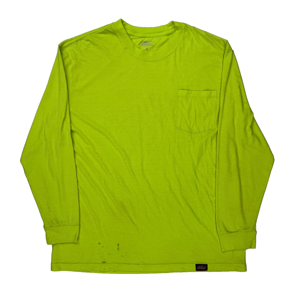 Dickies Long Sleeve T-Shirt - XL Yellow Polyester Blend Refurbished - Thrifted (note: this is a term often used to describe second- refurbished available on Cerqular