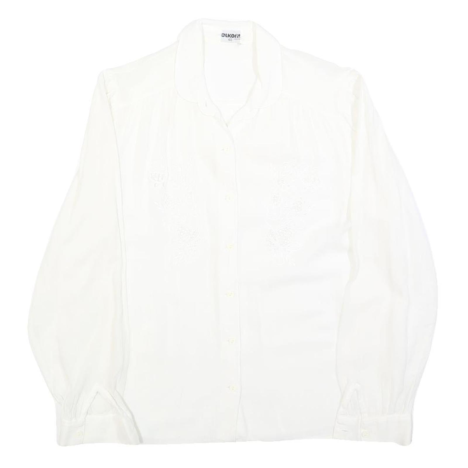 Buy ELKONE Womens White Shirt M Embroidered Cotton Blend Long Sleeve Button Refurbished - $19.49 ELKONE Womens White Shirt M Embroidered Cotton Blend Long Sleeve Button Refurbished - N/A refurbished available on Cerqular