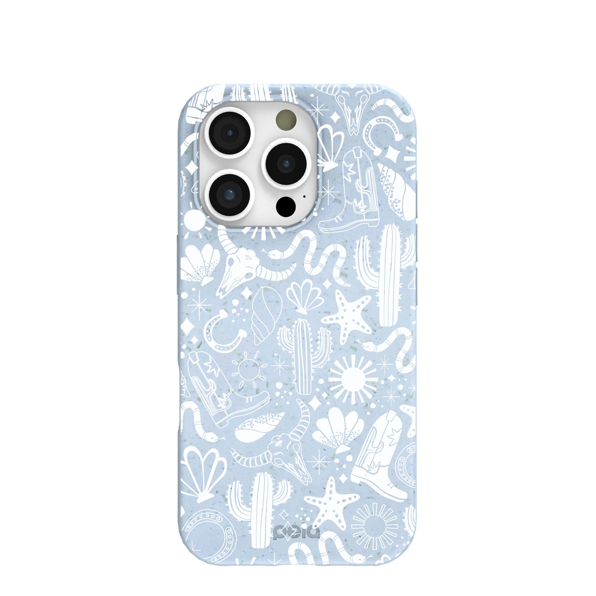 Powder Blue Coastal Rodeo iPhone 16 Pro Case Refurbished - Pela Case refurbished available on Cerqular