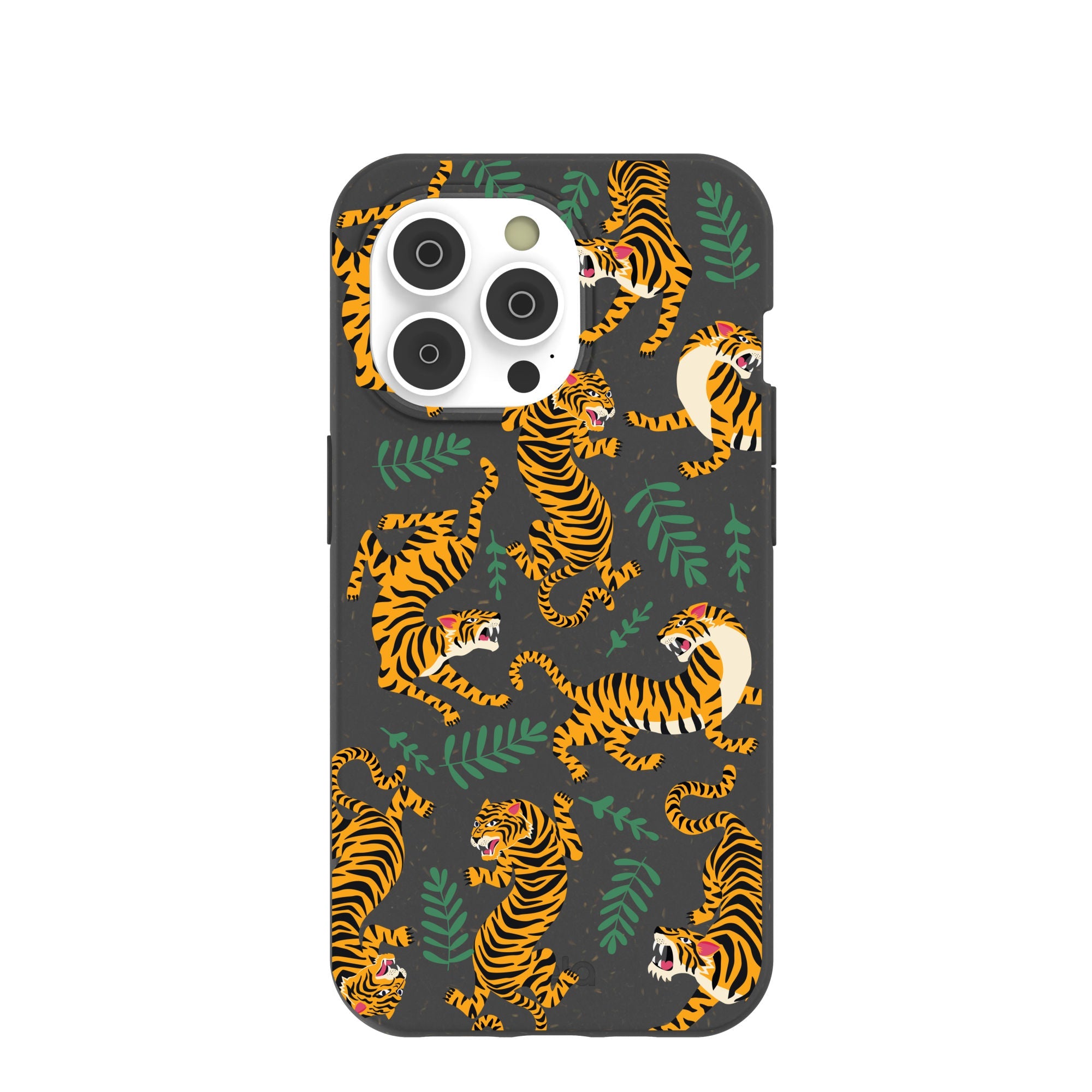Black Playful Tigers iPhone 14 Pro Case Refurbished - Pela Case refurbished available on Cerqular