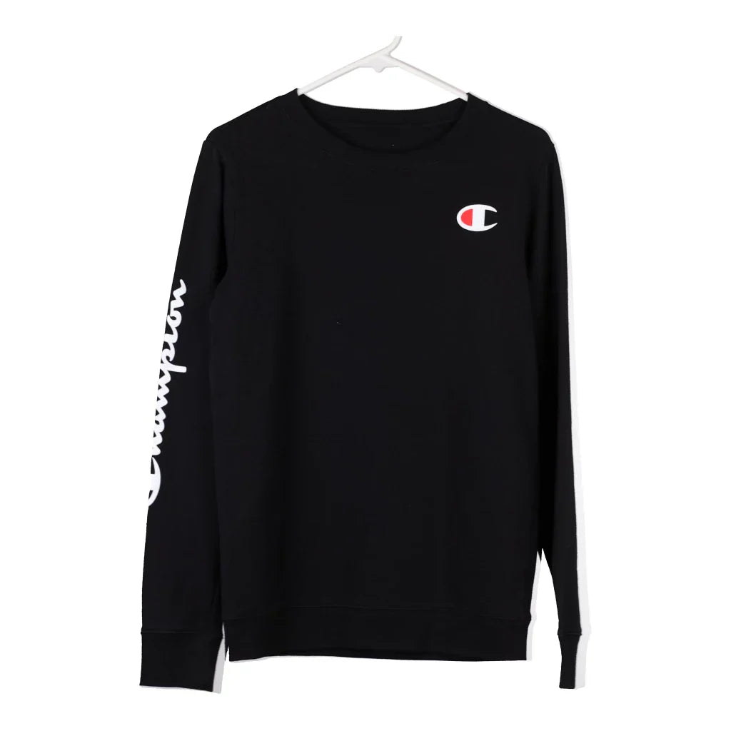 Champion Sweatshirt - 2XL Black Cotton Refurbished - Thrifted (note: this is a term often used to describe second- refurbished available on Cerqular