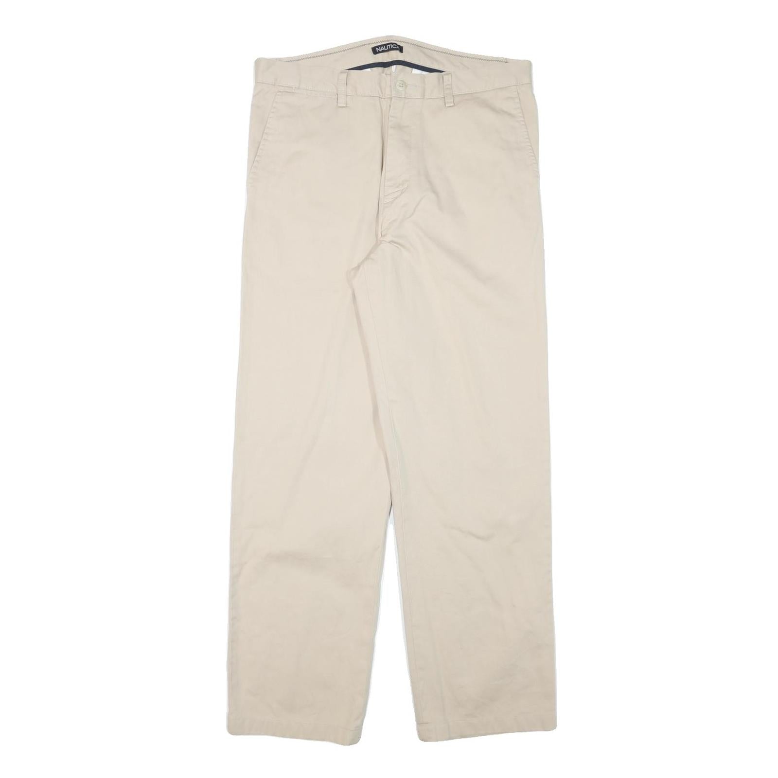 NAUTICA Mens Cotton Blend Beige Regular Fit Straight Leg Trousers W34 L32 Refurbished - N/A refurbished available on Cerqular