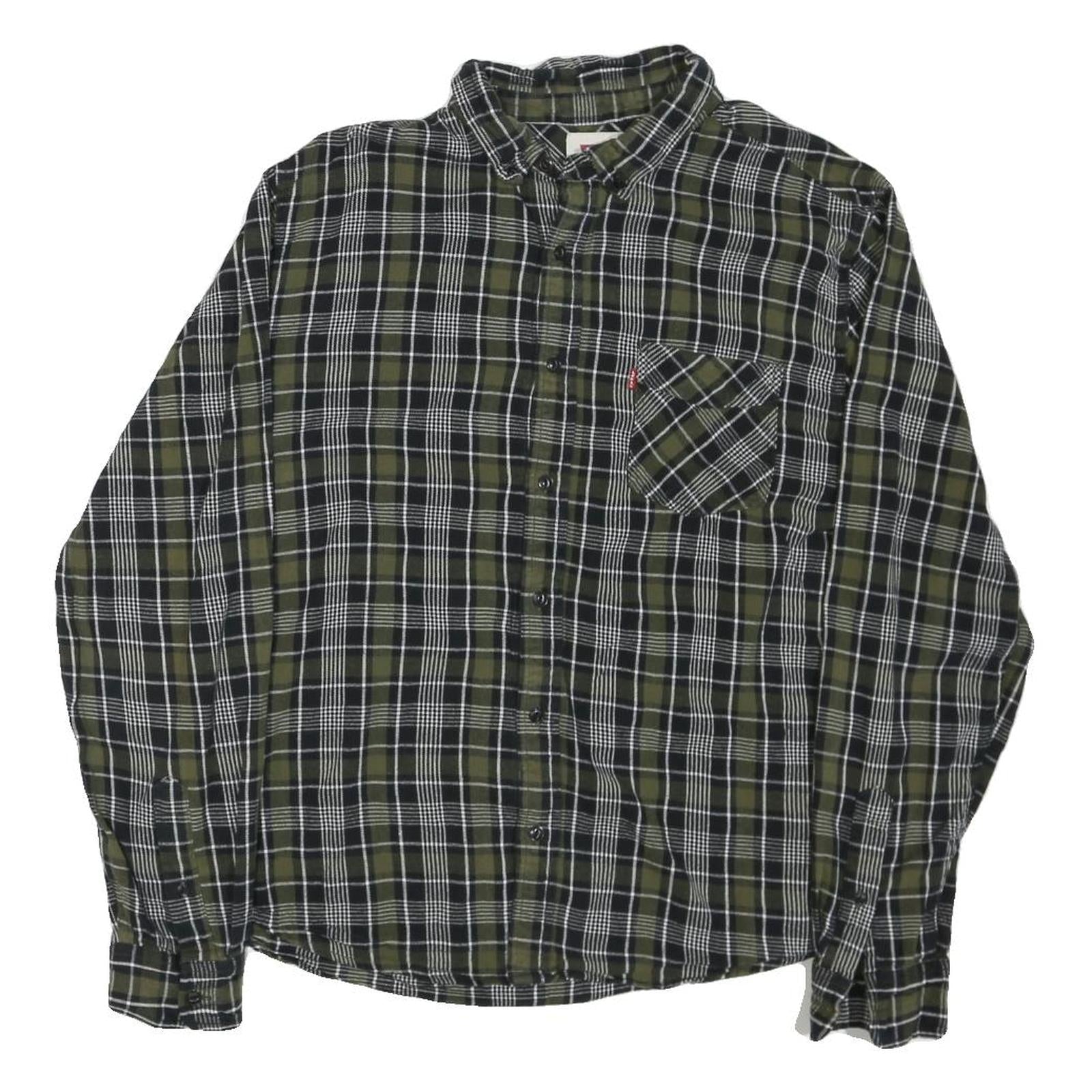 LEVI'S Mens Green & Black Check Shirt L Cotton Blend Casual Long Sleeve Refurbished - N/A refurbished available on Cerqular