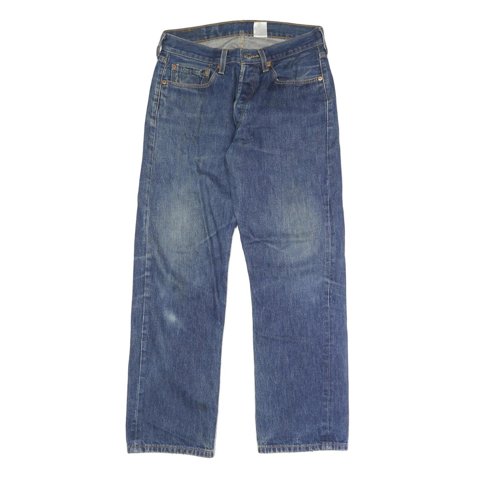 LEVI'S 501 Mens Jeans Blue Regular Straight Denim Medium W31 L29 Classic Button Refurbished - N/A refurbished available on Cerqular